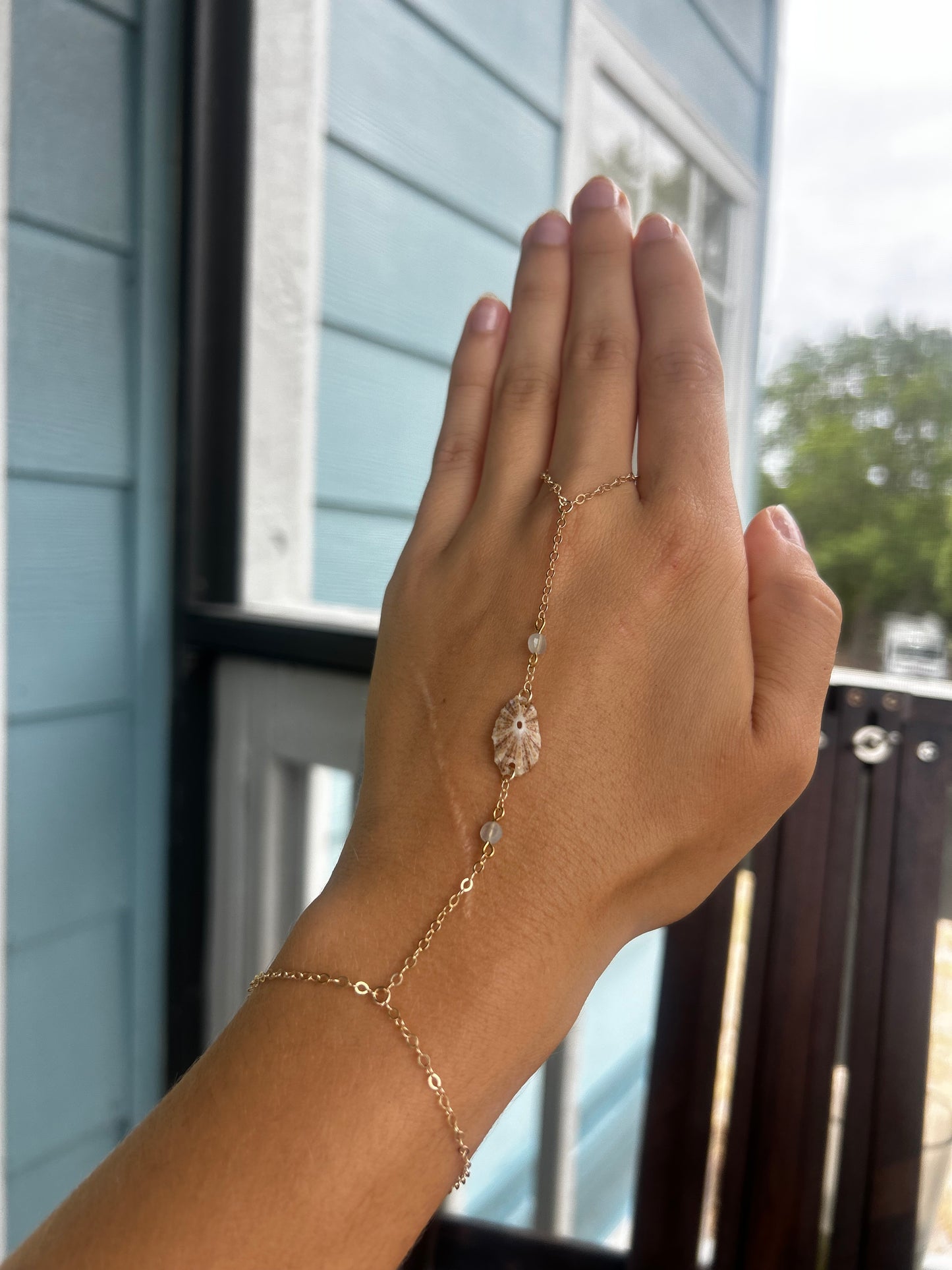 Limpet and Aquamarine Hand Chain