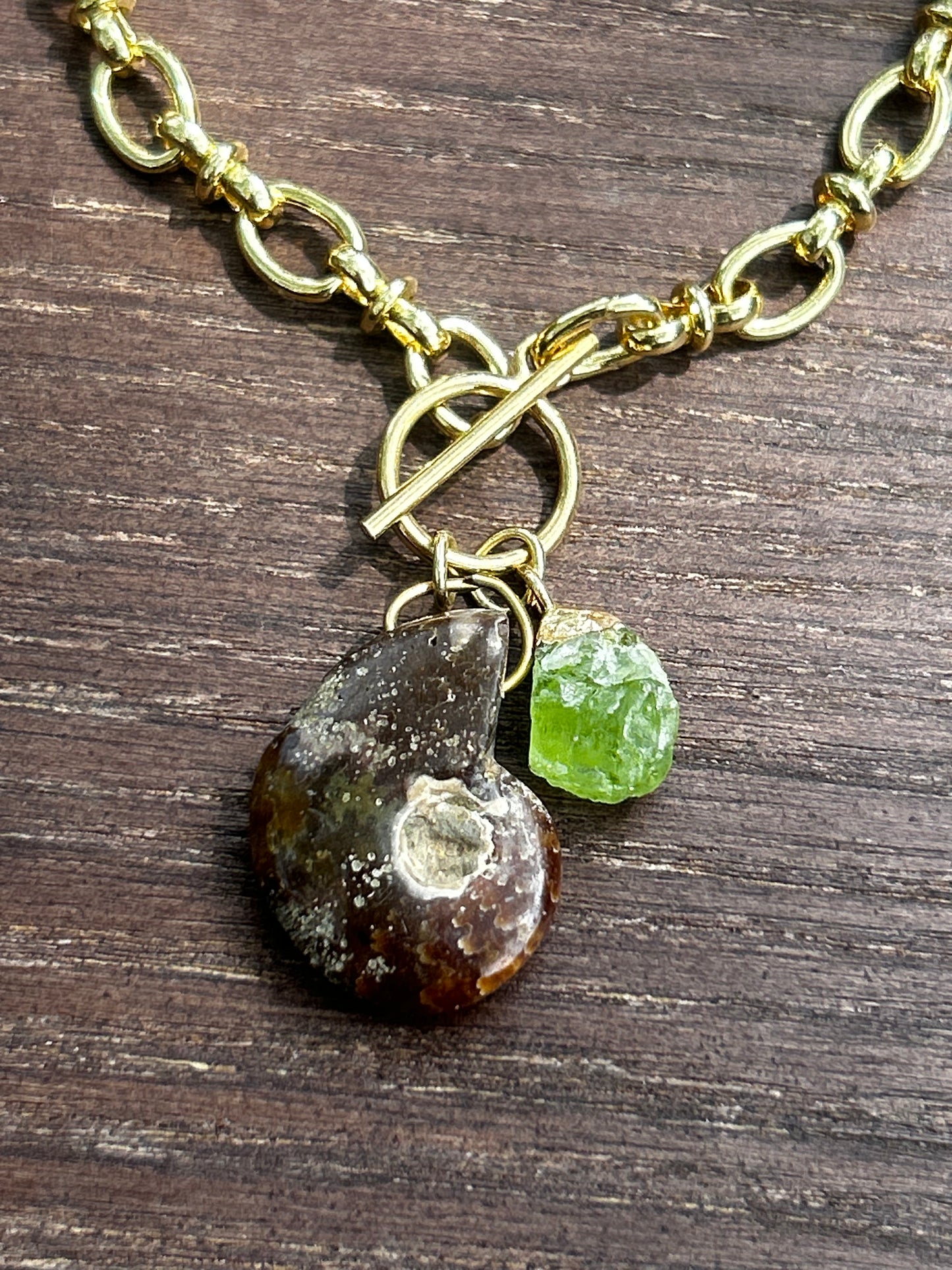Ammonite and Peridot Bracelet