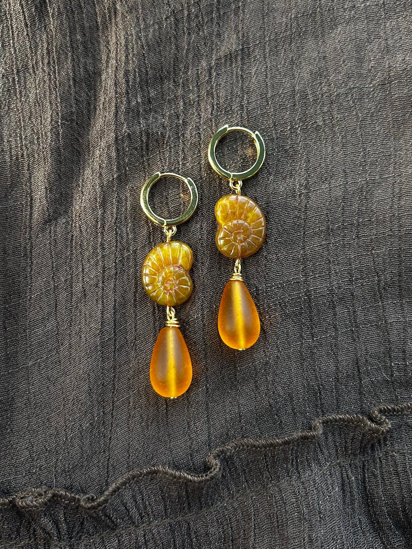 Butterscotch Ammonite Earrings