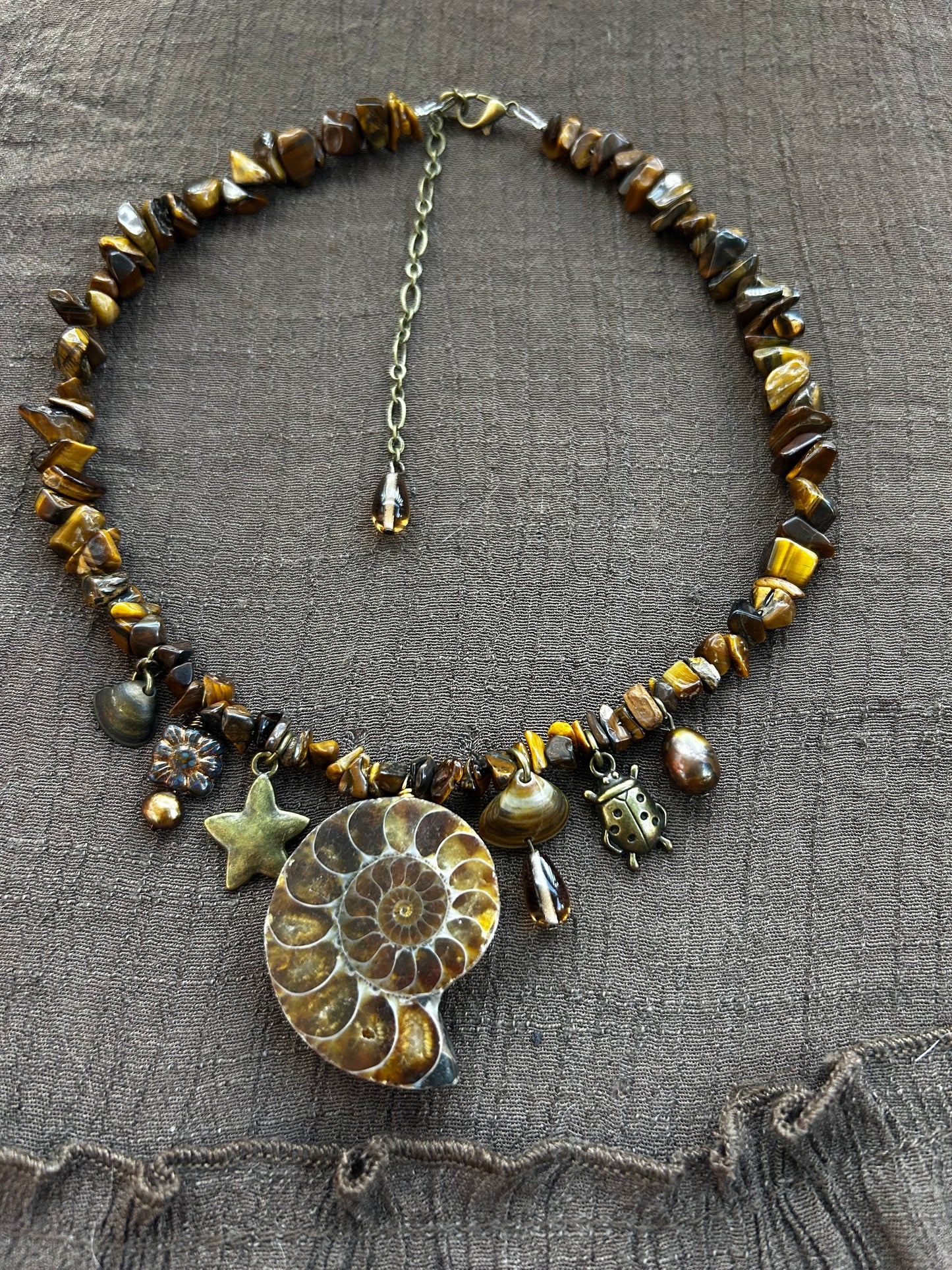 Chunky Tigers Eye Ammonite Choker