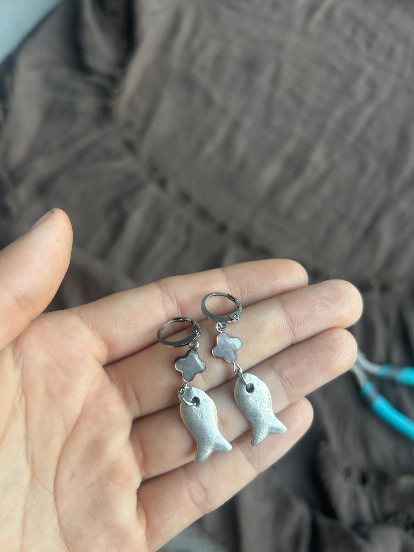Mother of Pearl Fish Earrings