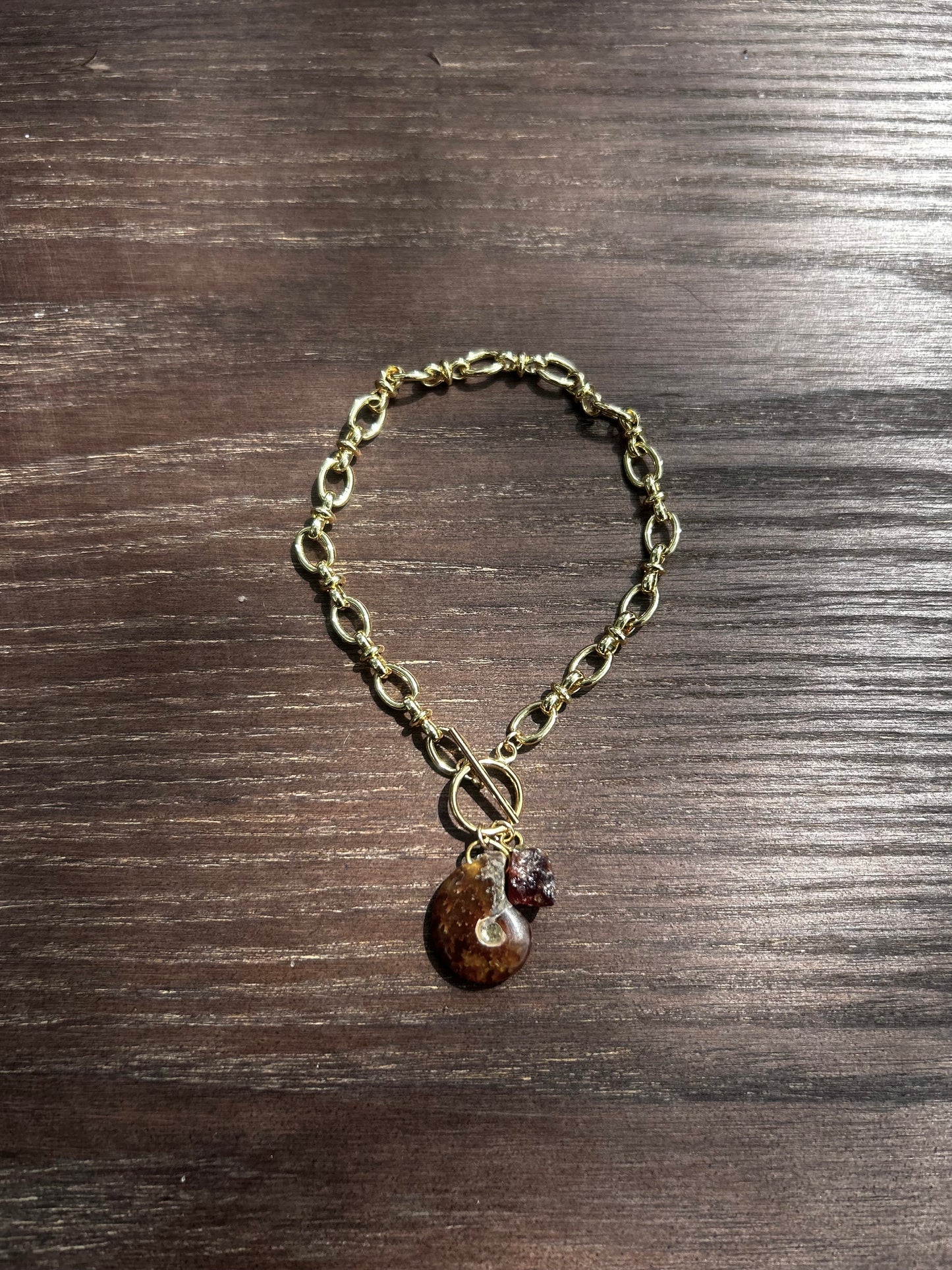 Ammonite and Garnet Bracelet