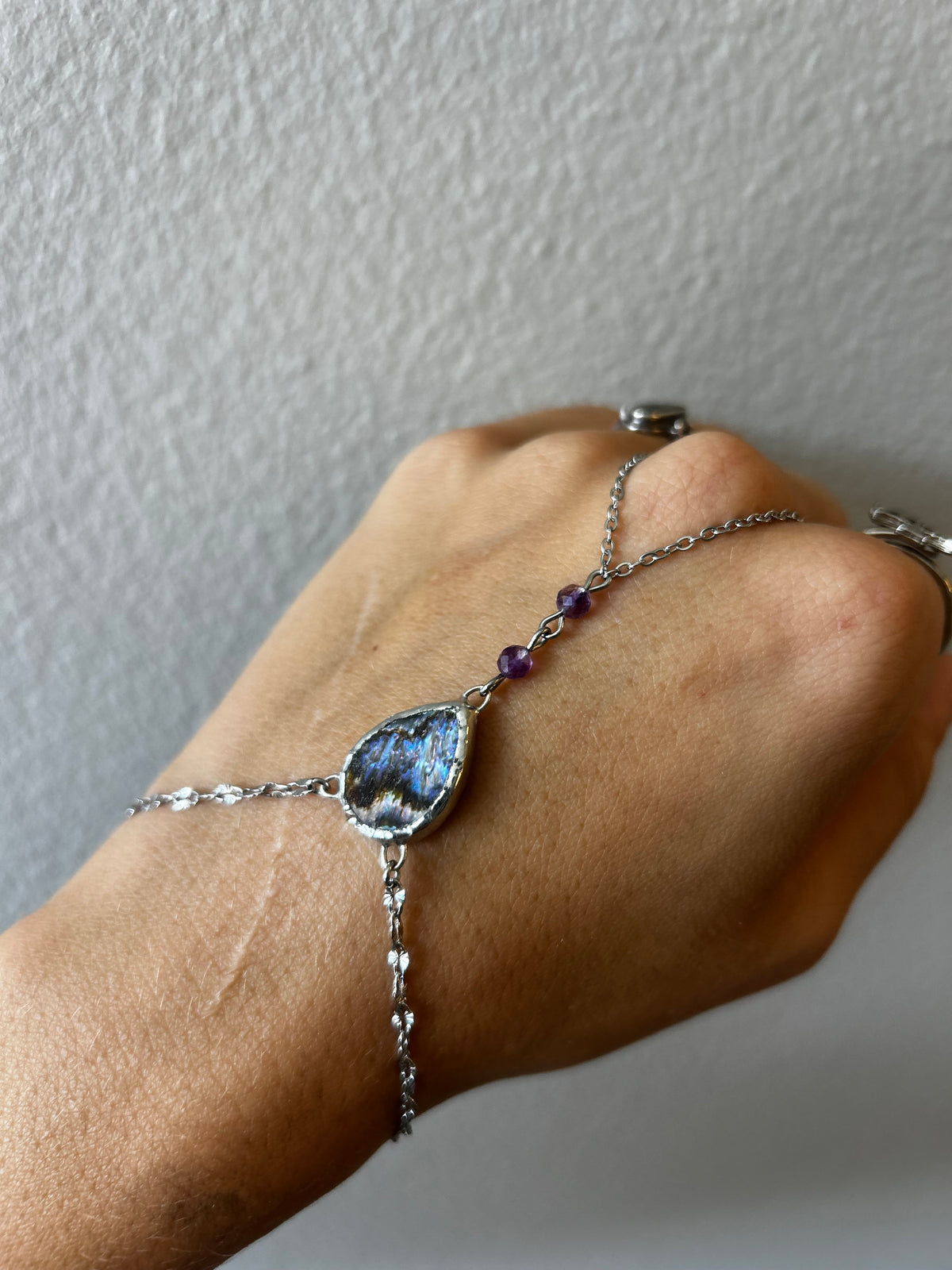 Abalone and Fluorite Hand Chain