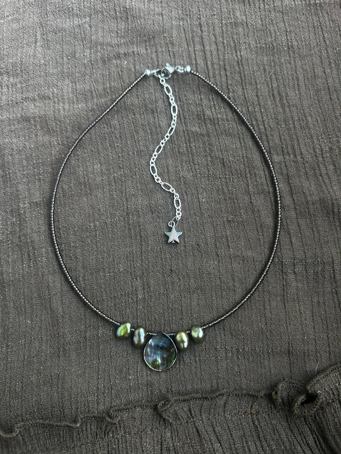 Abalone and Pearl Drops Necklace (1 of 1)