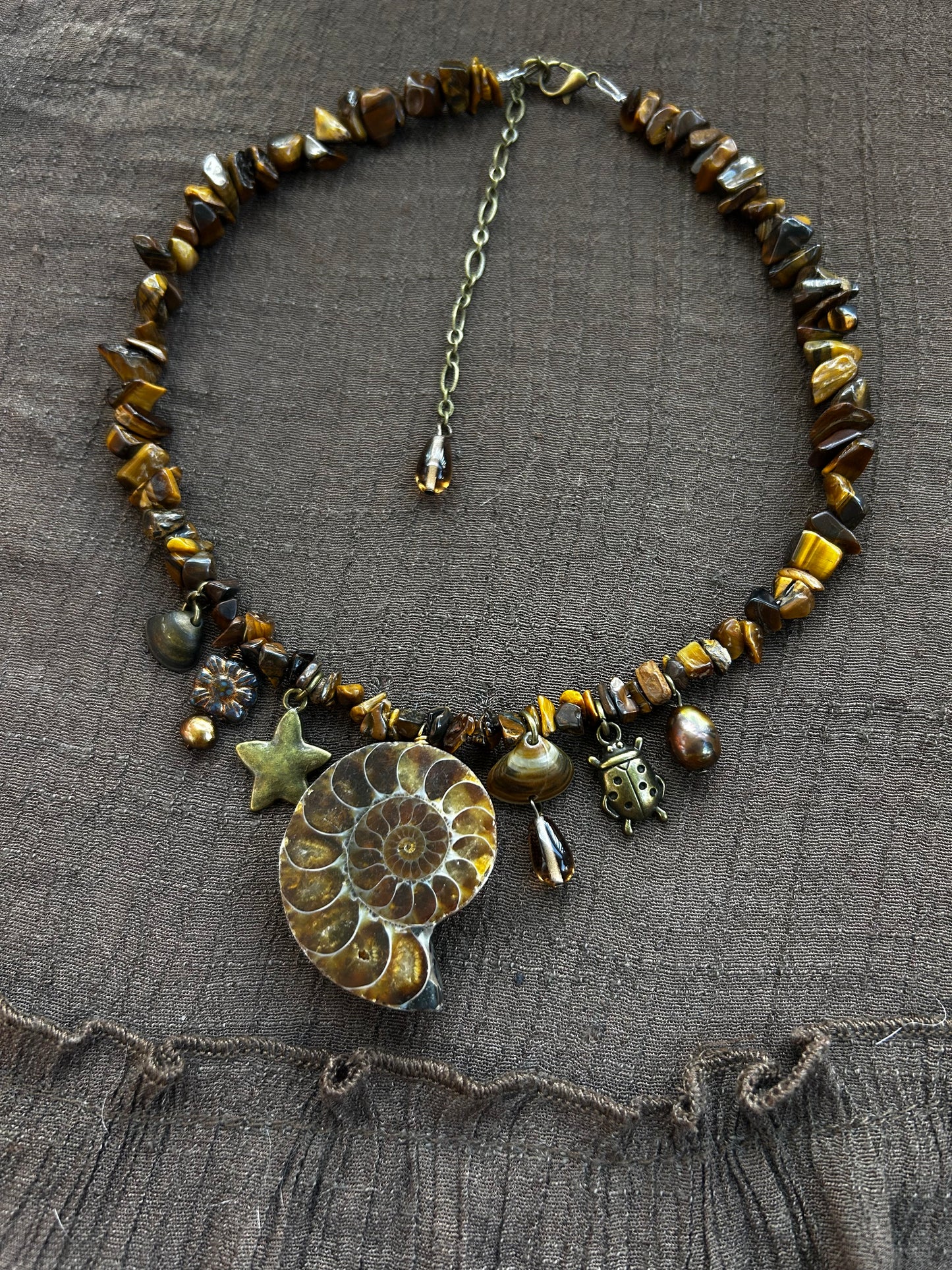 Chunky Tigers Eye Ammonite Choker