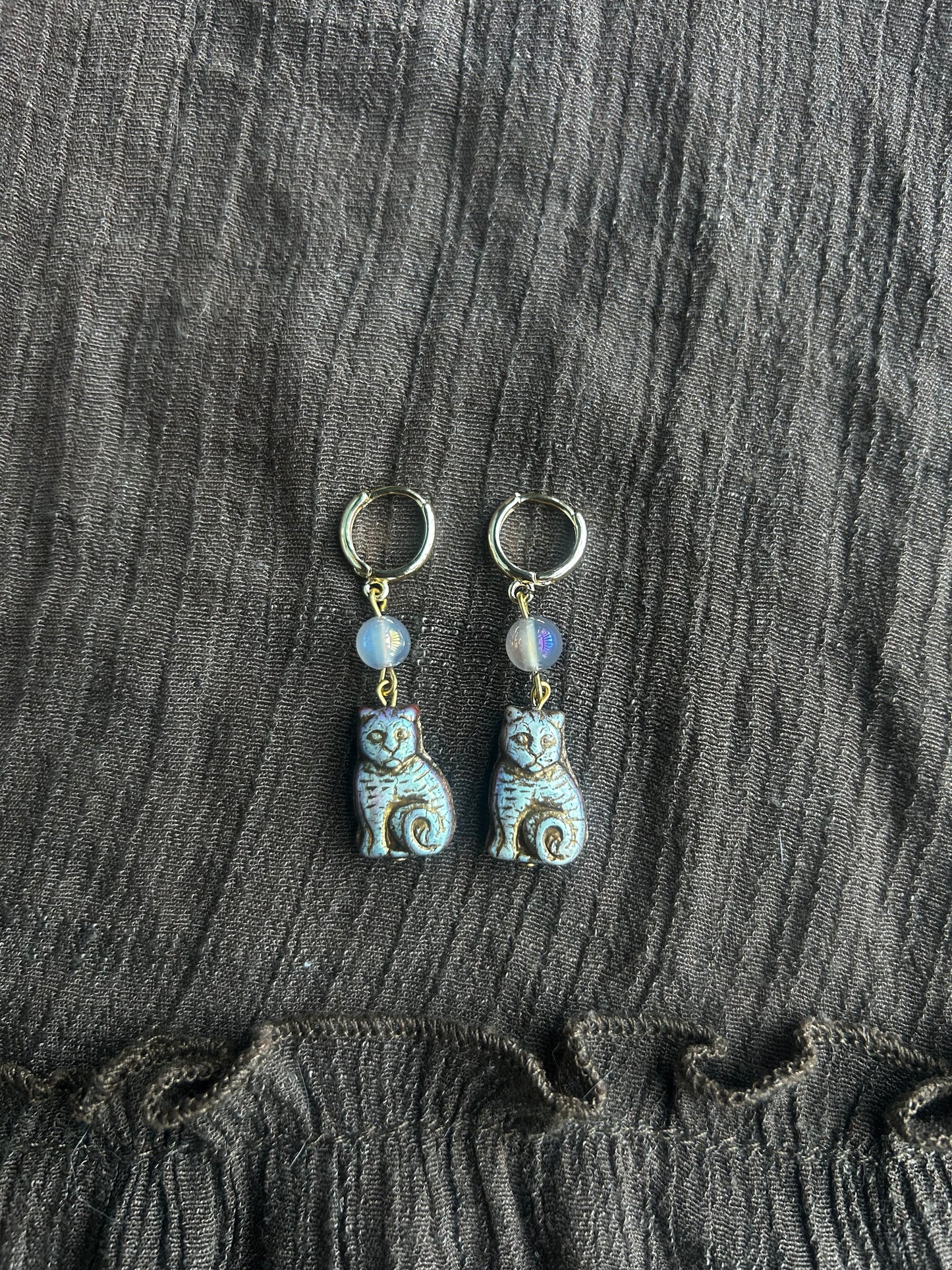 Iridescent Cat Earrings