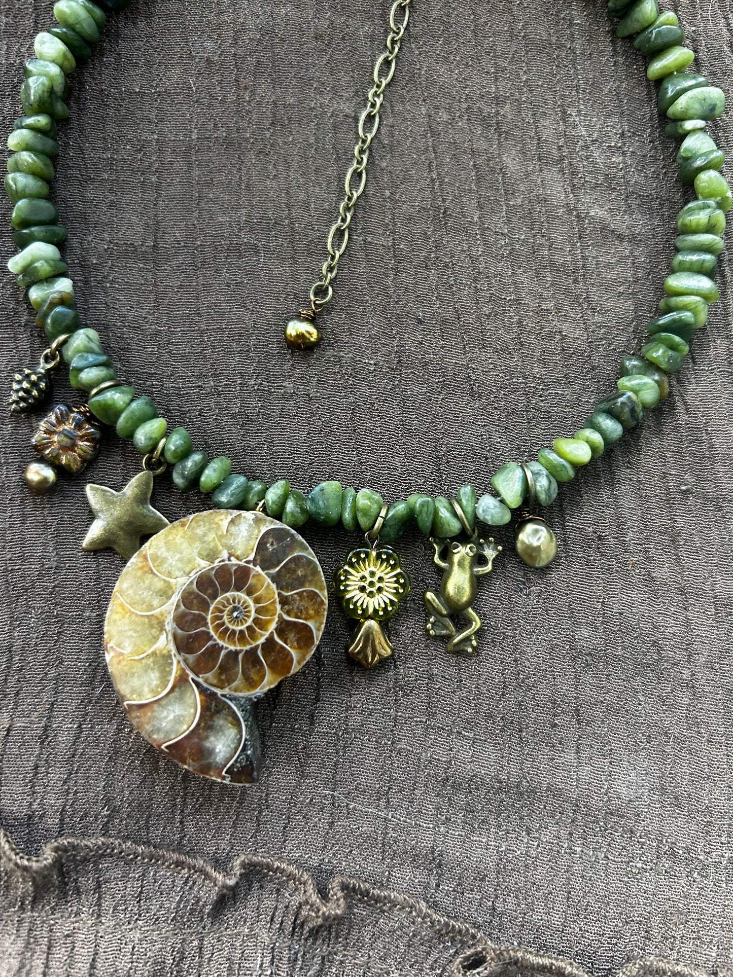 Chunky Jasper Ammonite Necklace
