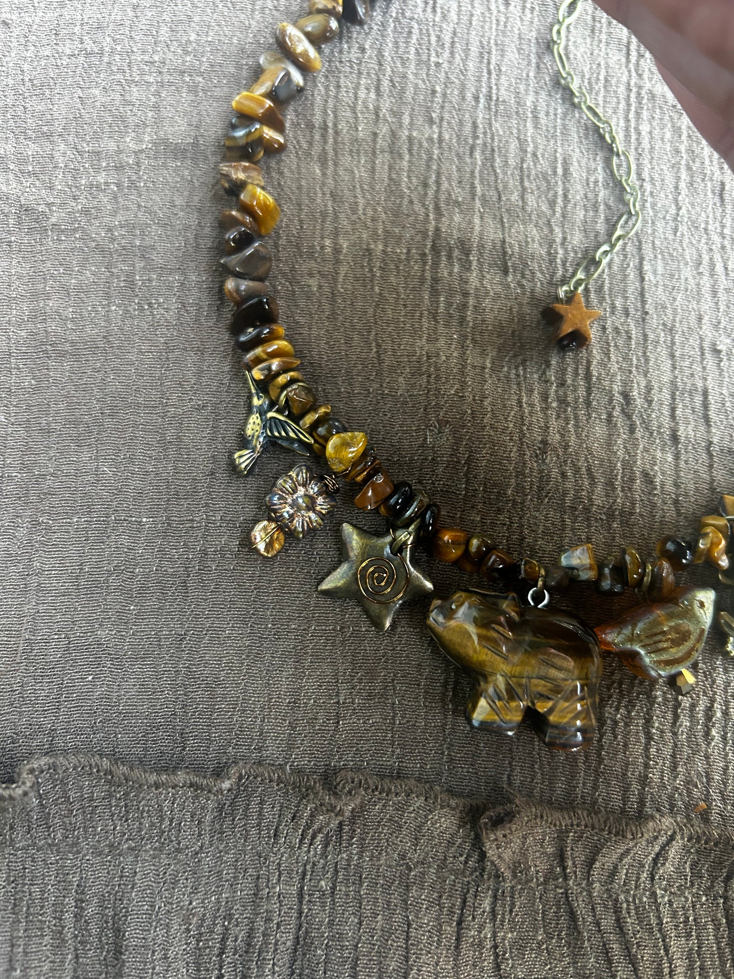 Tigers Eye Grizzly Bear Necklace (1 of 1)