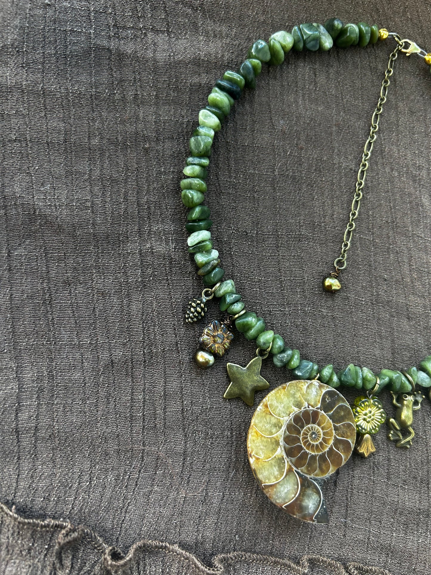 Chunky Jasper Ammonite Necklace