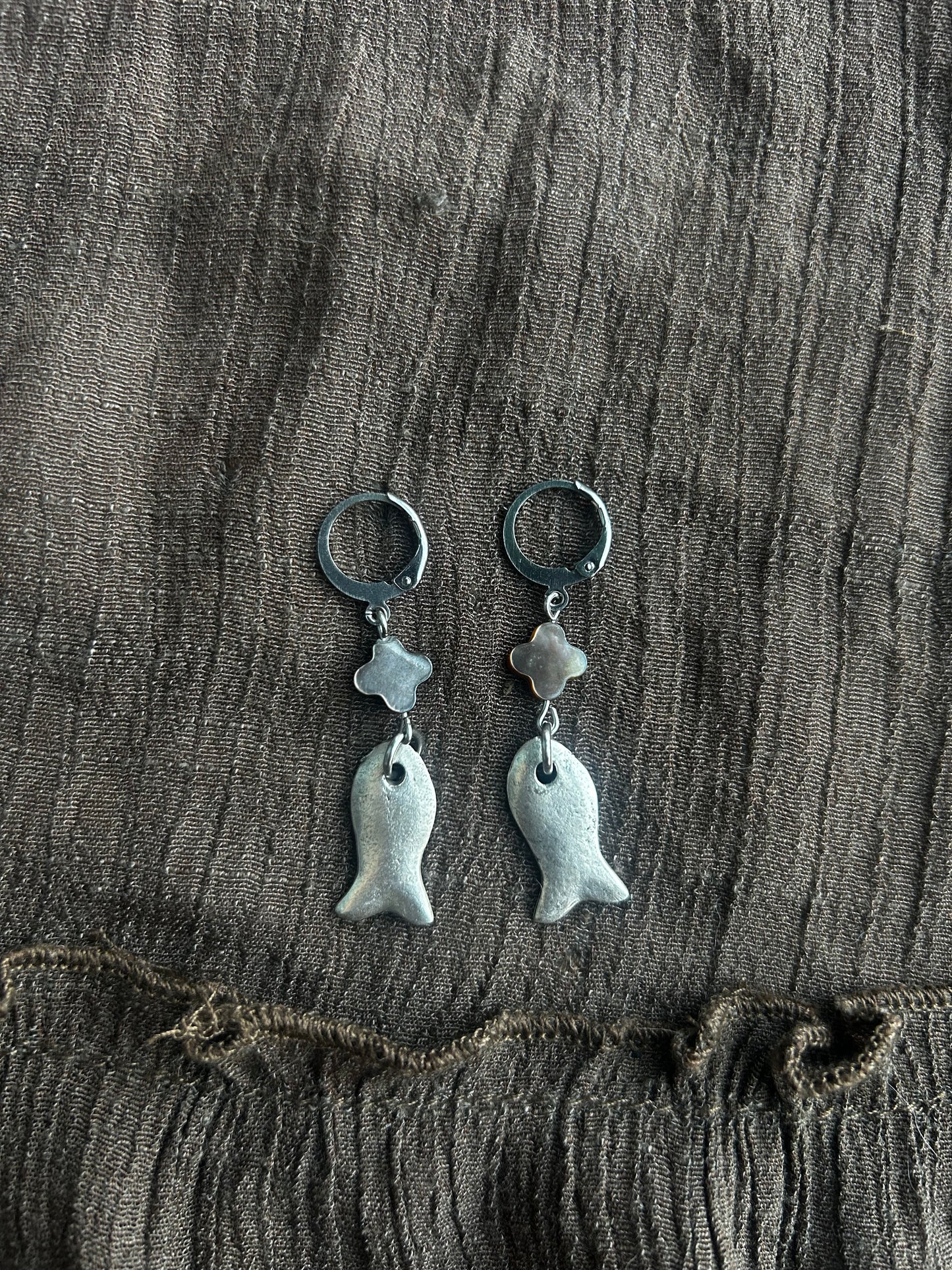 Mother of Pearl Fish Earrings