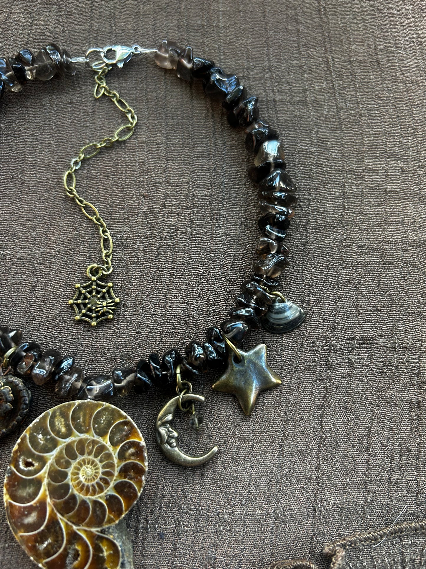 Chunky Smokey Quartz Ammonite Choker