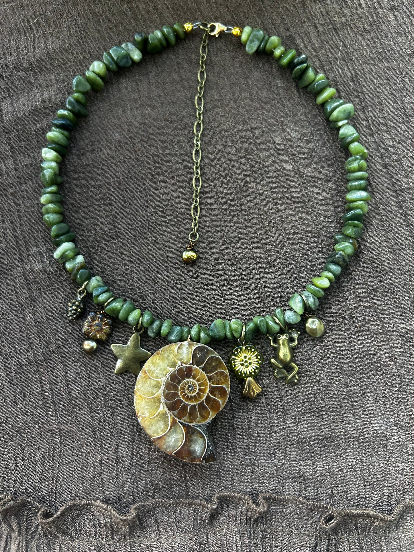 Chunky Jasper Ammonite Necklace