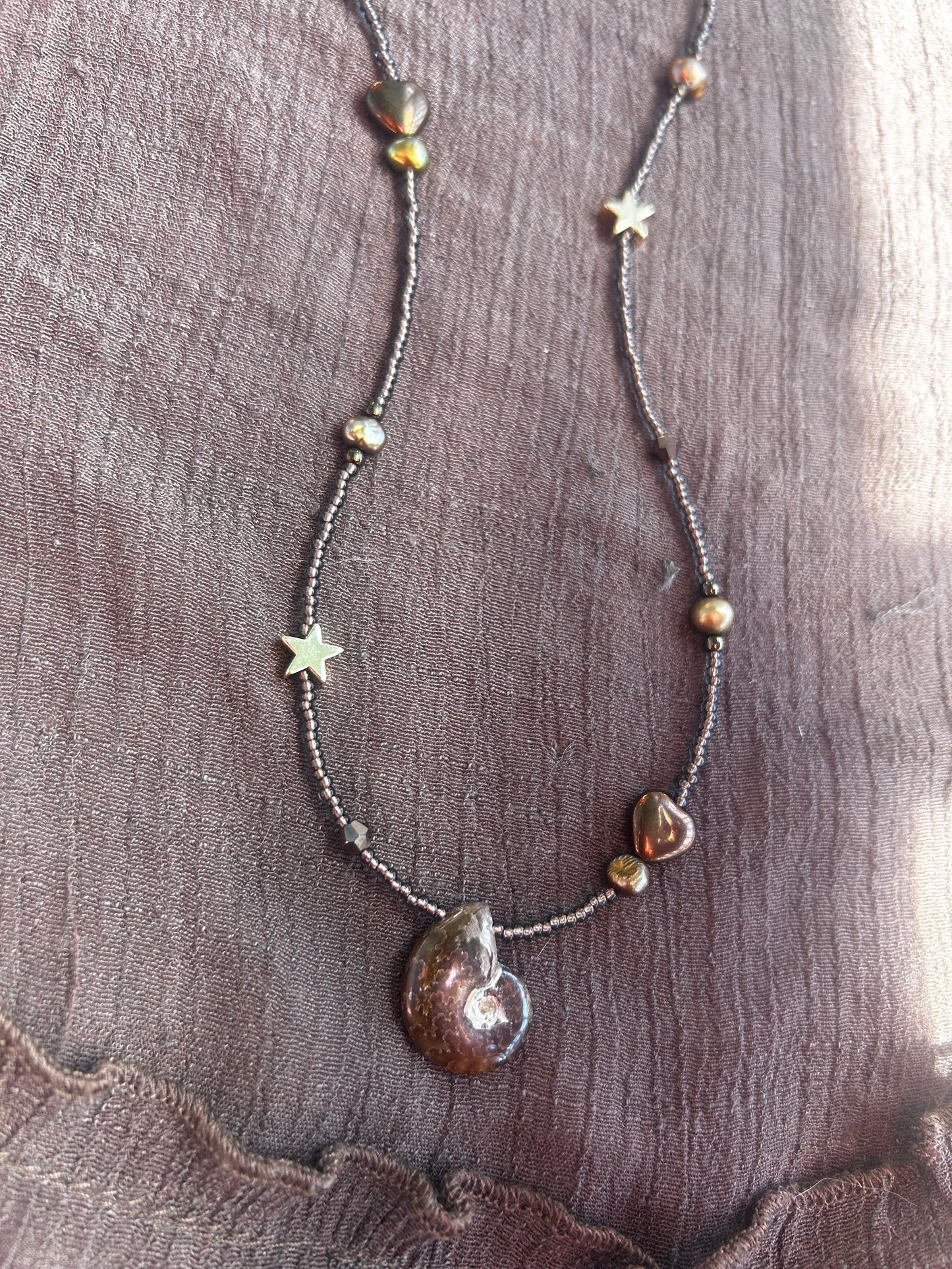 Chocolate Ammonite Necklace