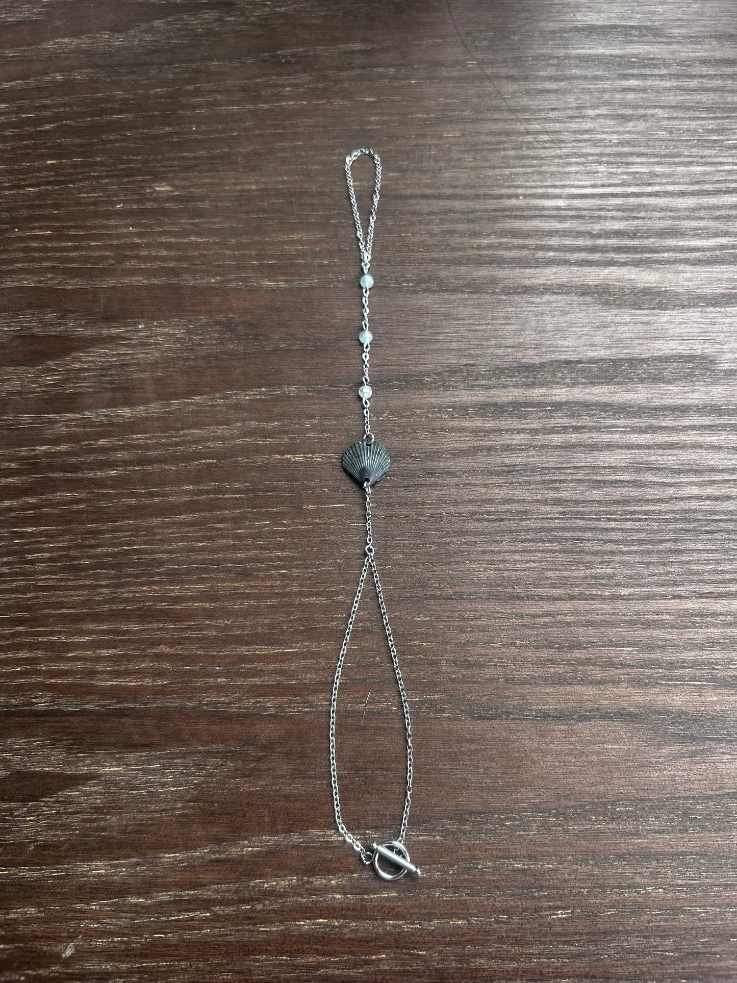 Scallop and Aquamarine Hand Chain