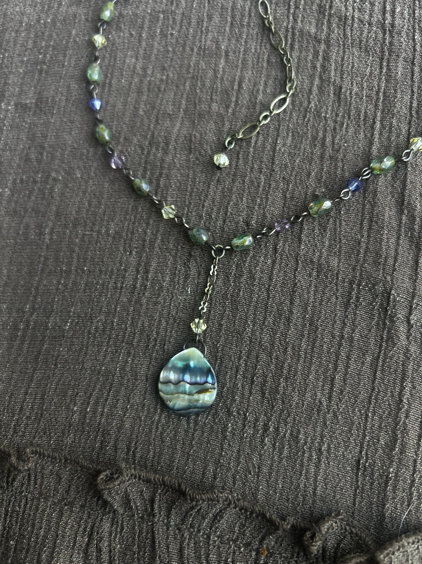 Antique Brass Abalone Choker (1 of 1)