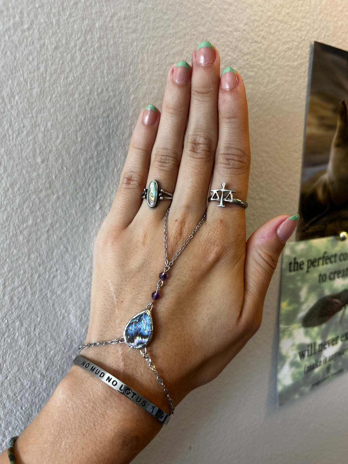 Abalone and Fluorite Hand Chain