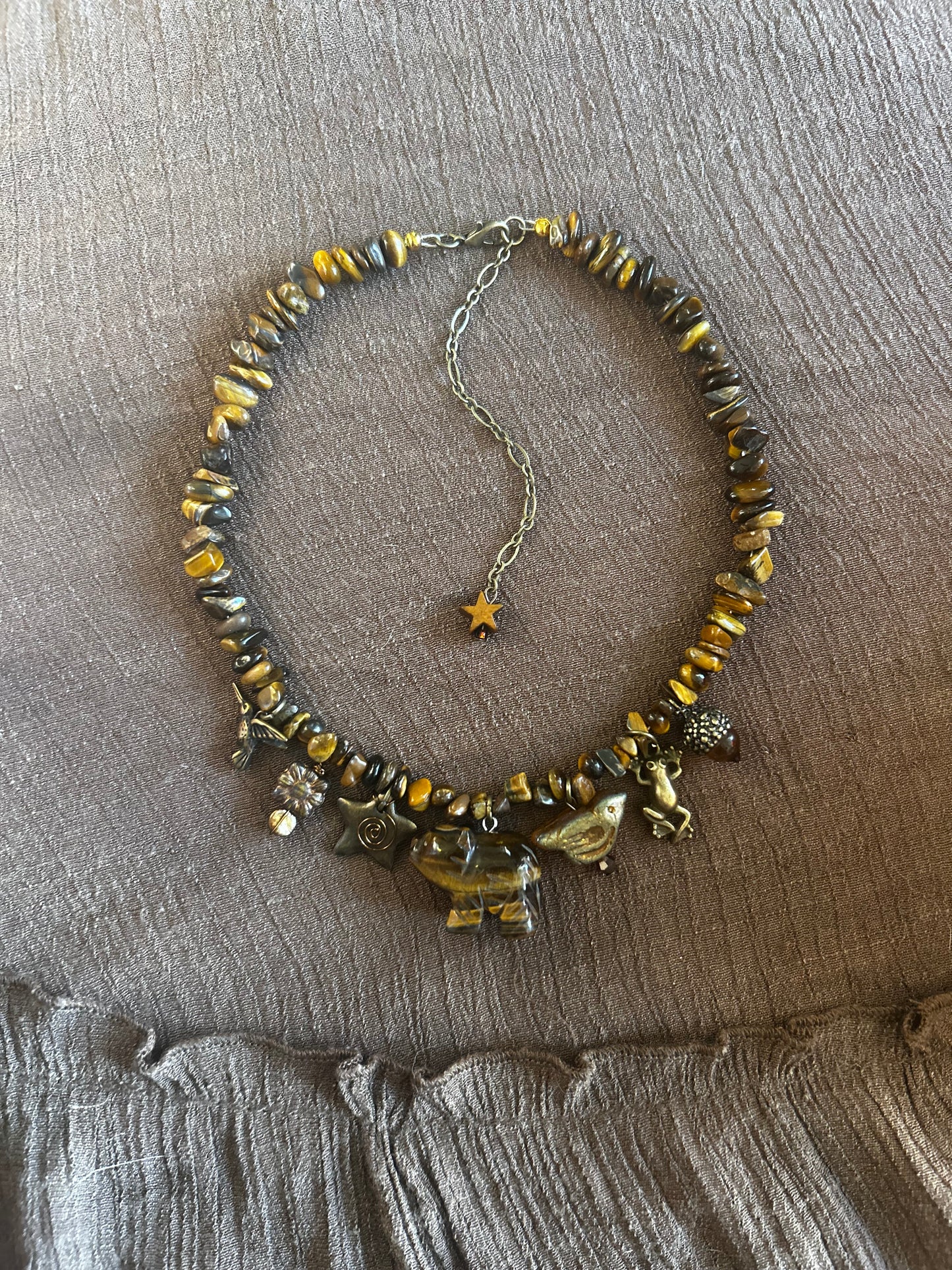 Tigers Eye Grizzly Bear Necklace (1 of 1)