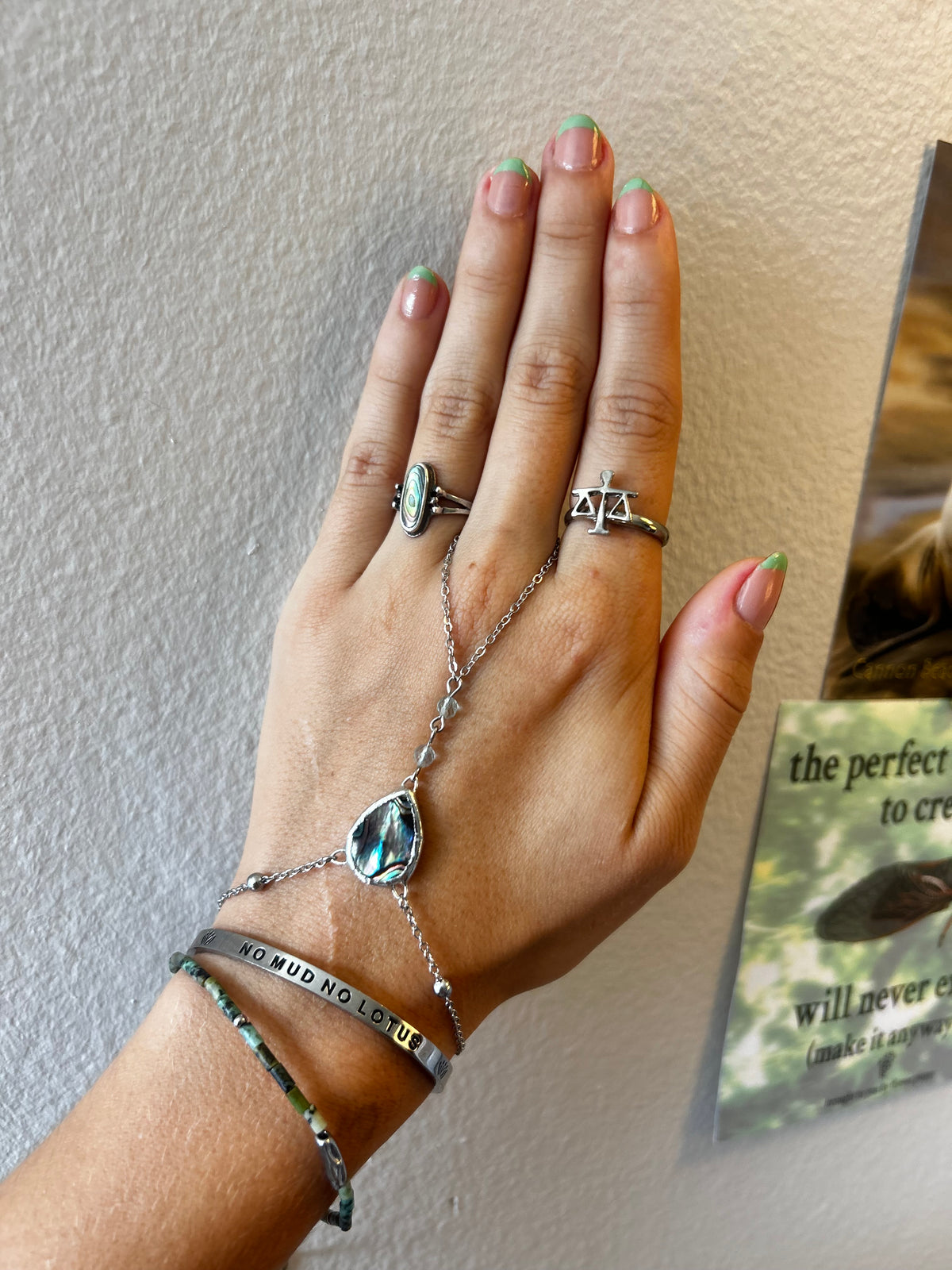 Abalone and Fluorite Hand Chain