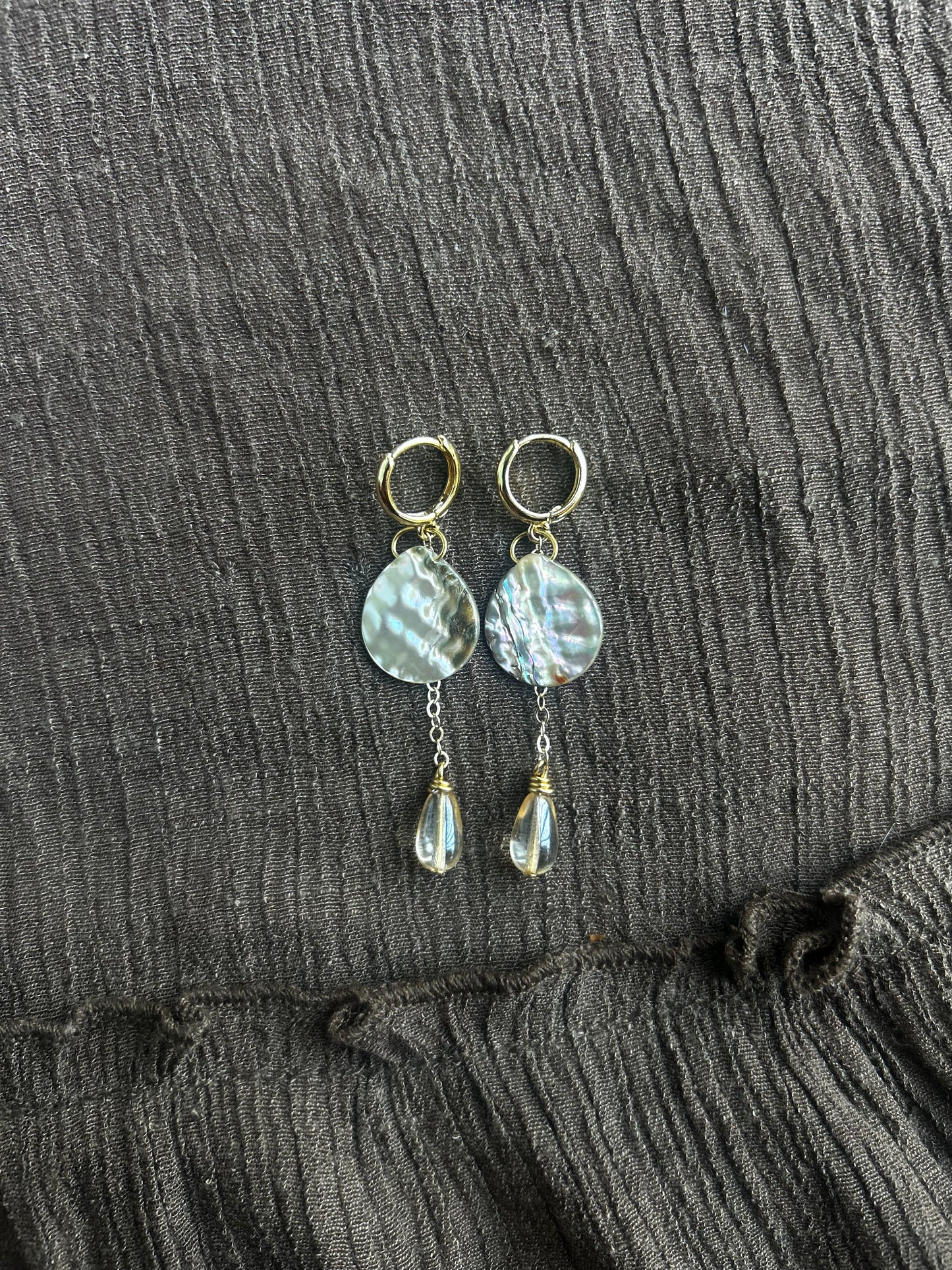 Gold Abalone Drop Earrings (1 of 1)