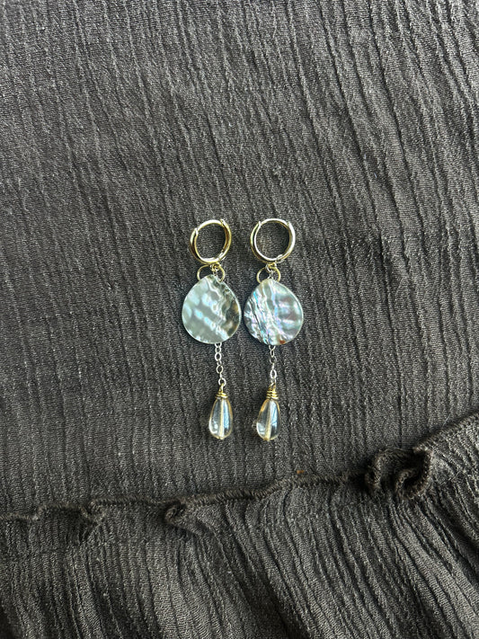 Gold Abalone Drop Earrings (1 of 1)