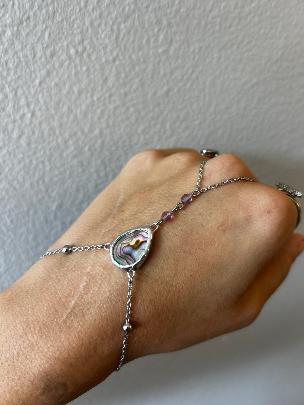 Abalone and Fluorite Hand Chain