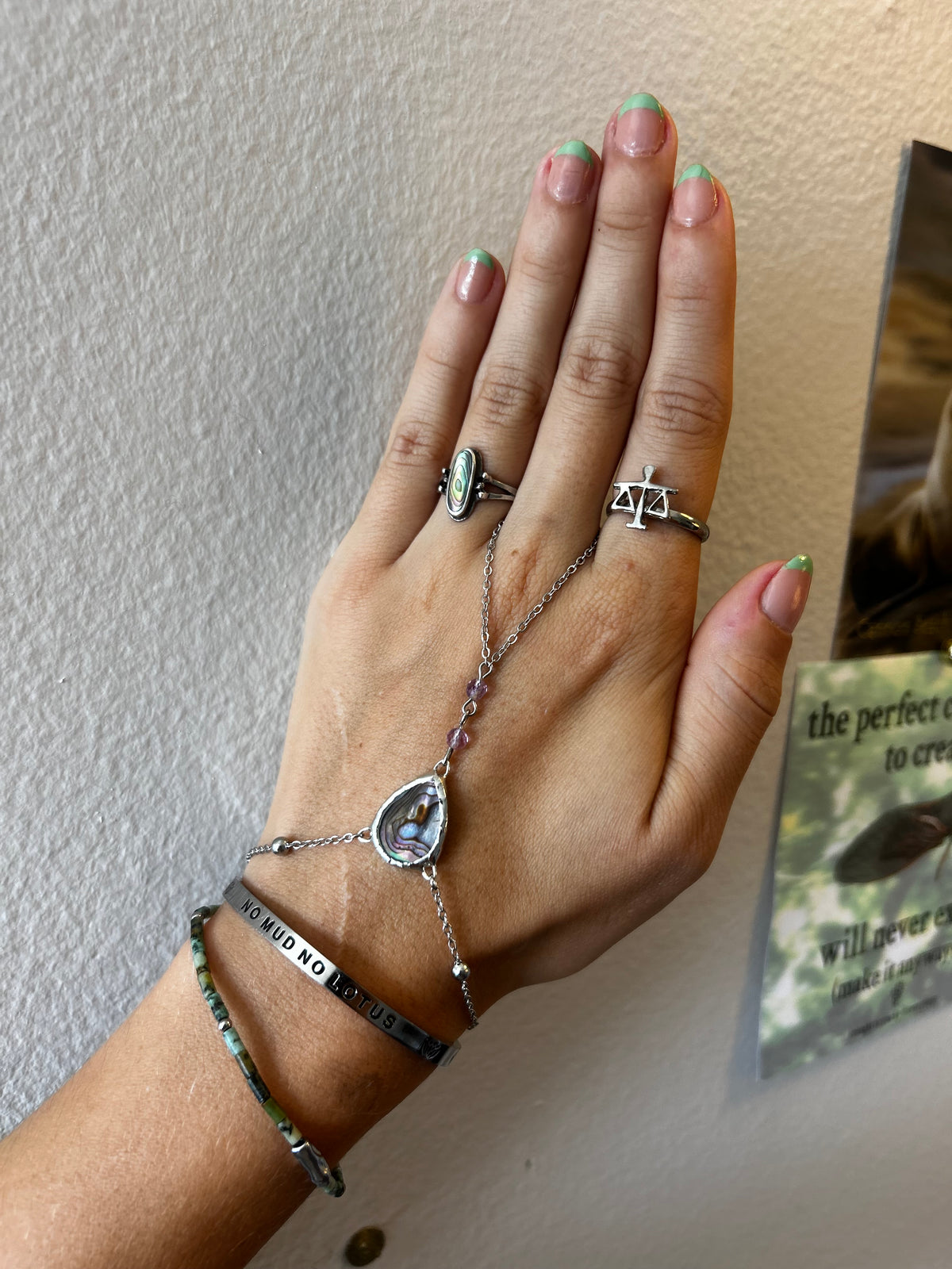 Abalone and Fluorite Hand Chain