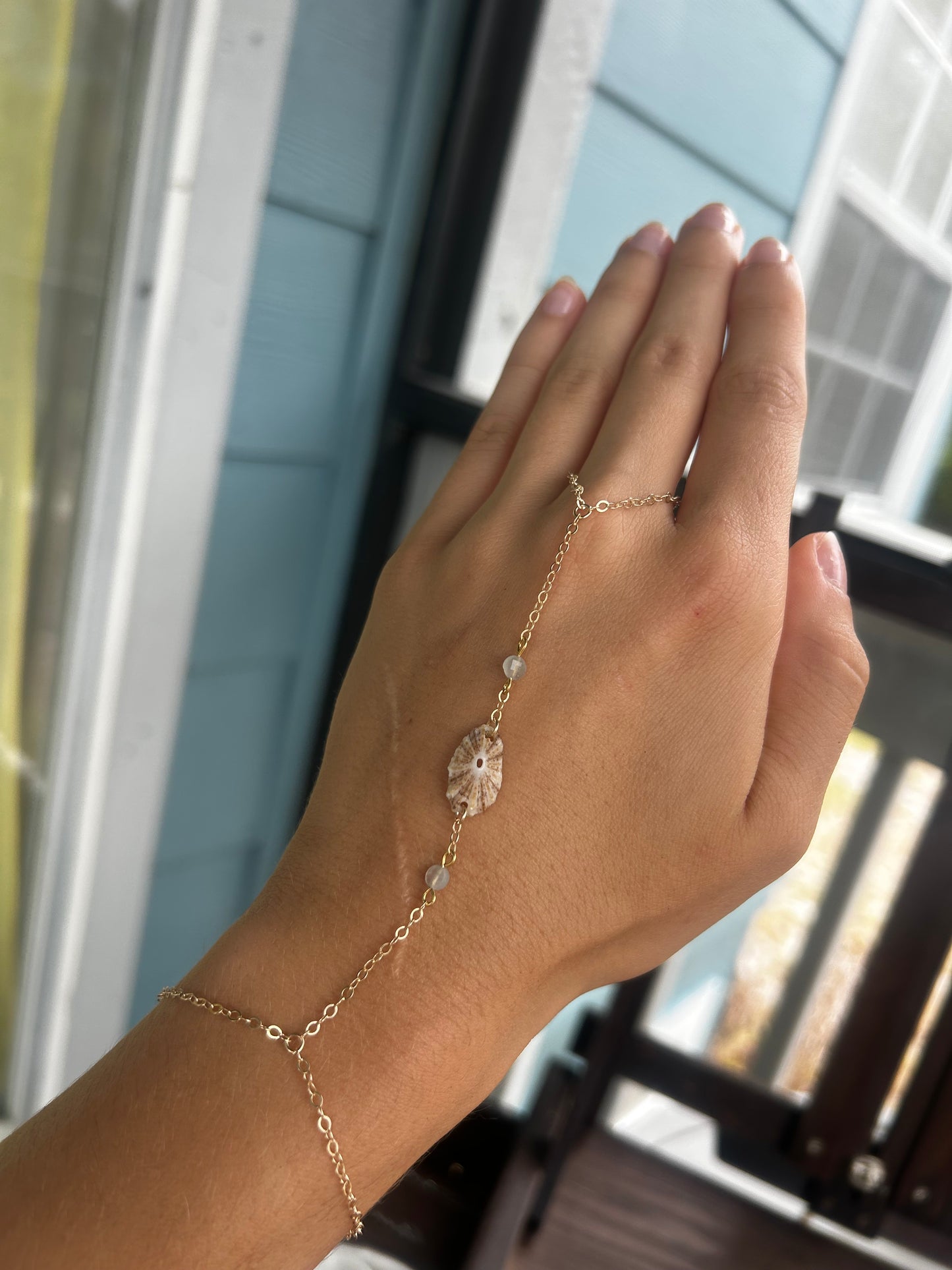 Limpet and Aquamarine Hand Chain