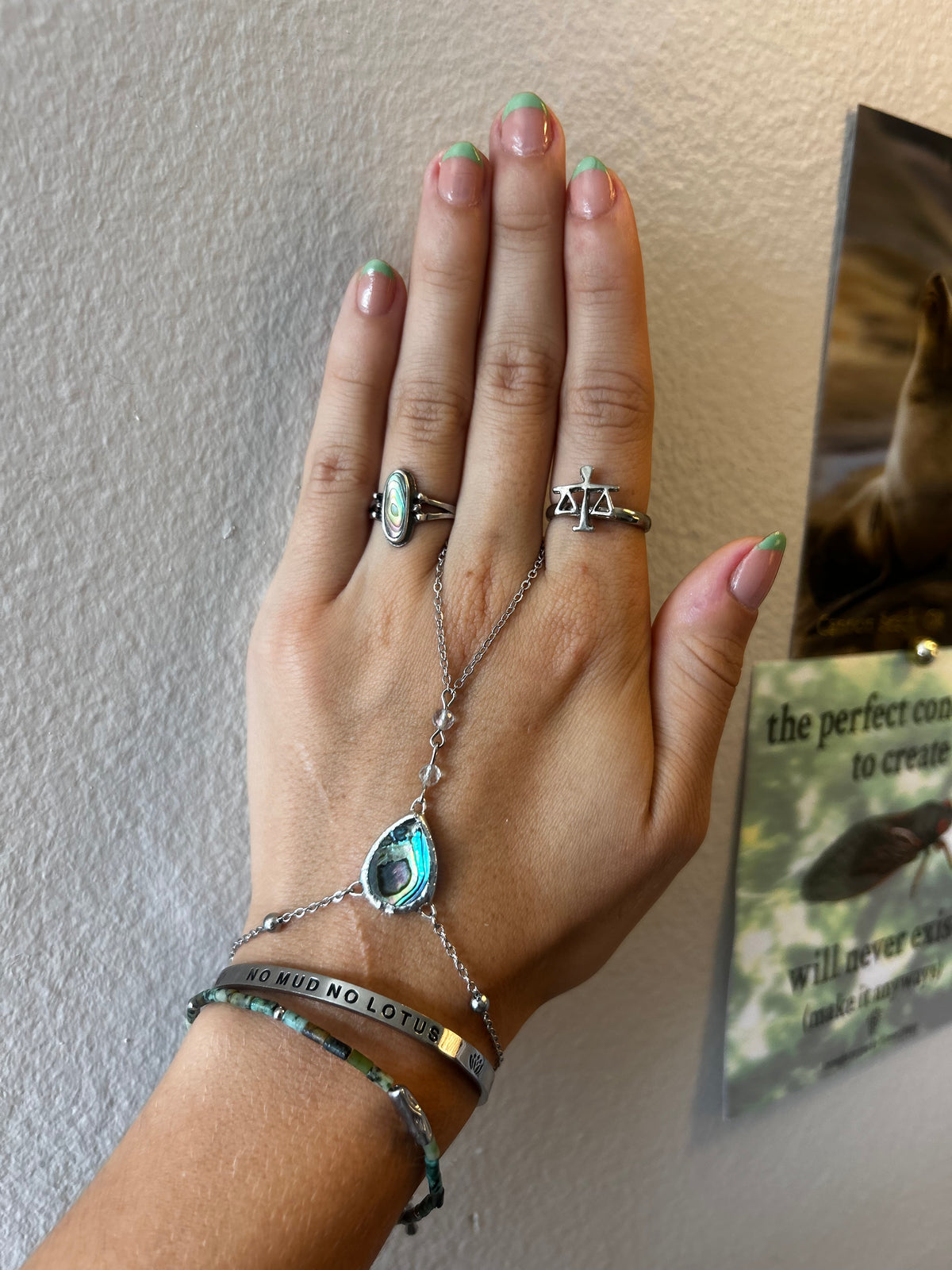 Abalone and Fluorite Hand Chain