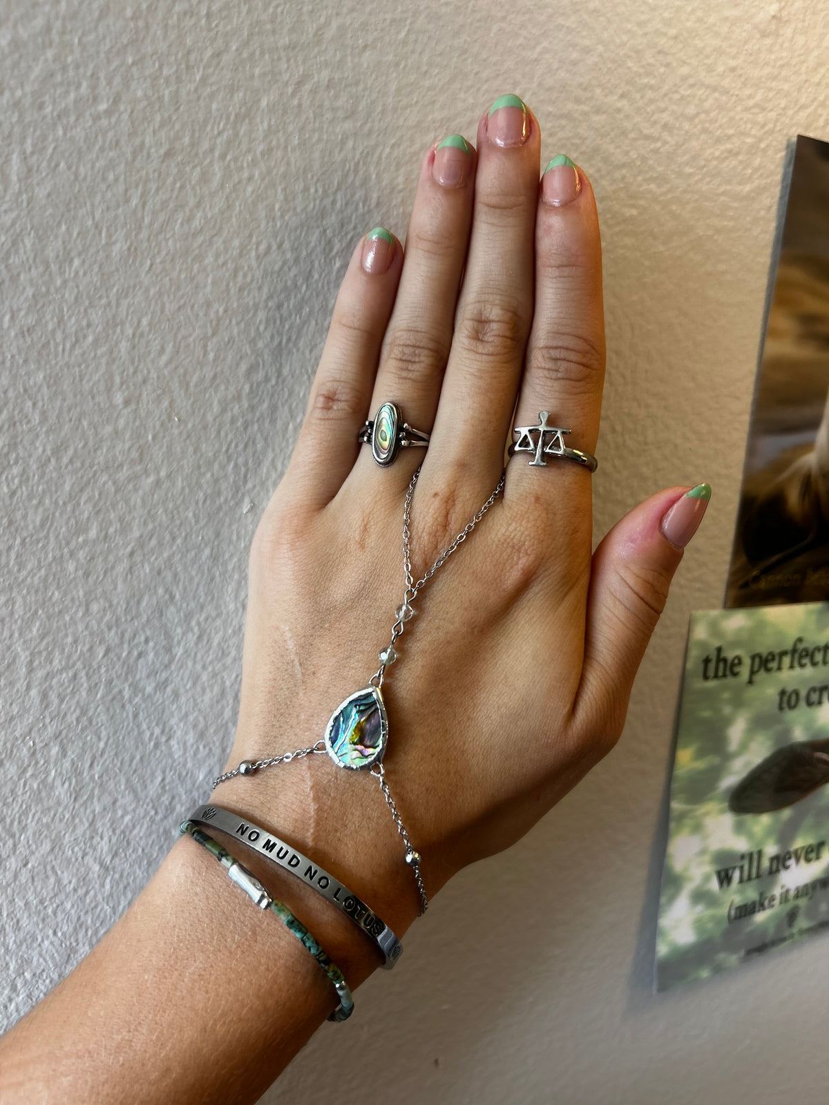 Abalone and Fluorite Hand Chain