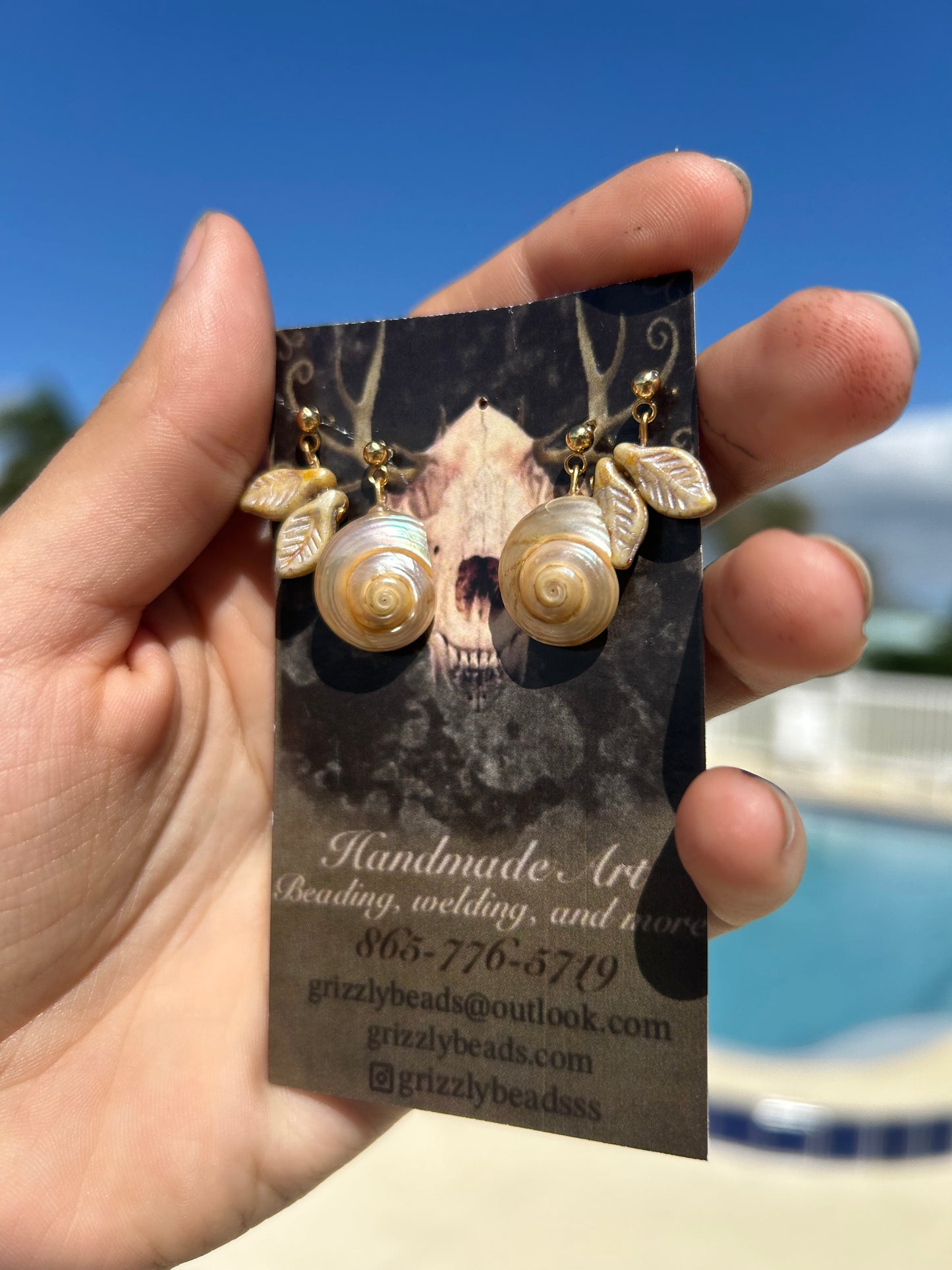 Iridescent Snail Shell Earrings