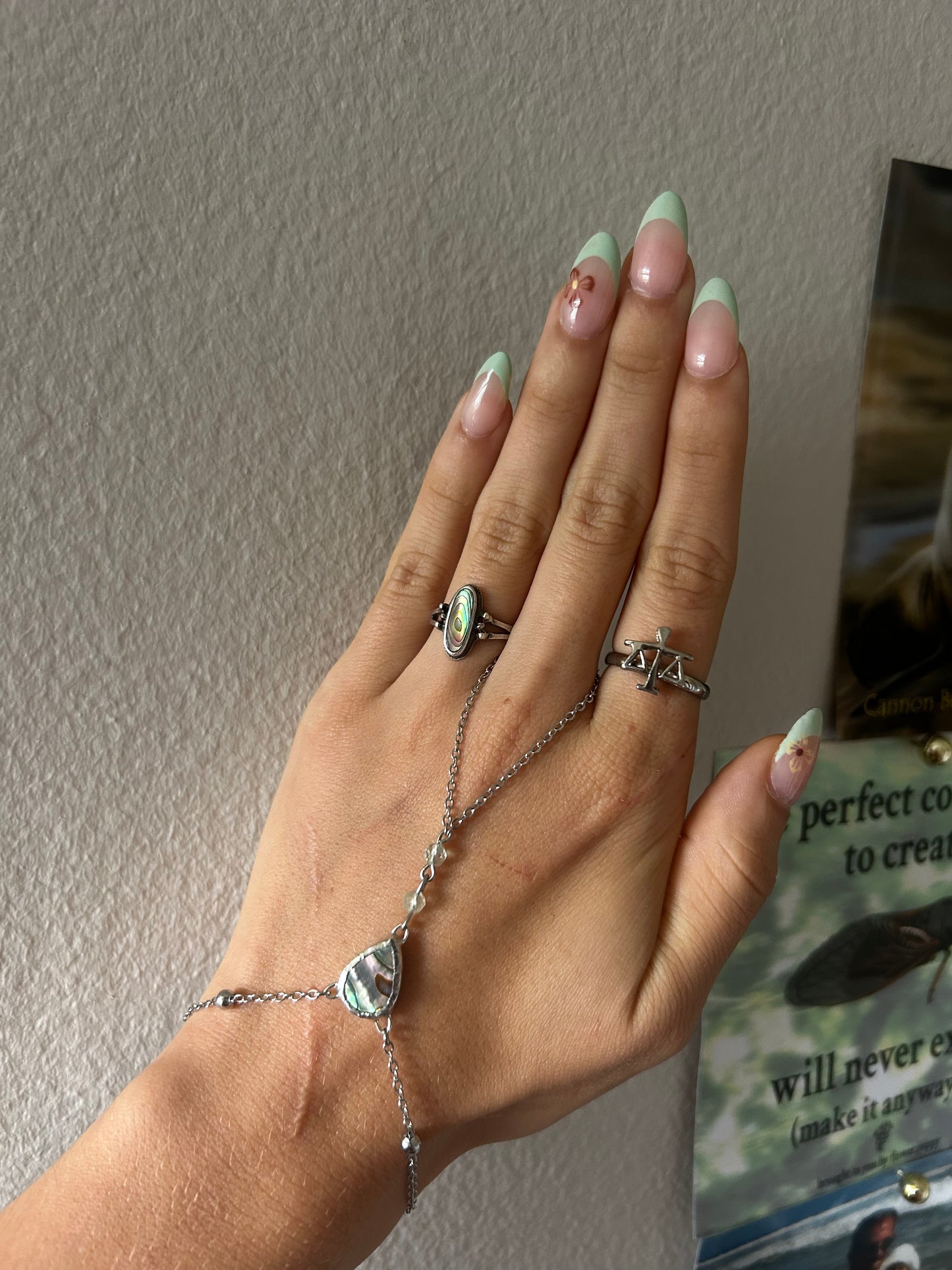 Abalone and Fluorite Hand Chain