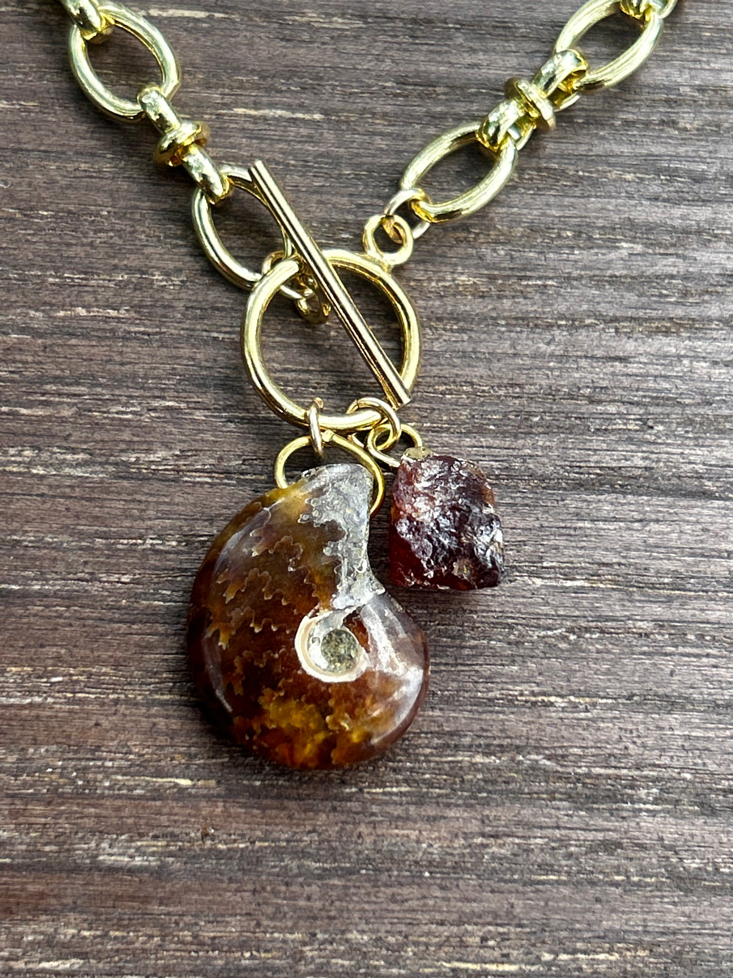 Ammonite and Garnet Bracelet