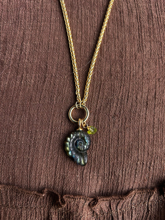 Labradorite and Peridot Charm Necklace
