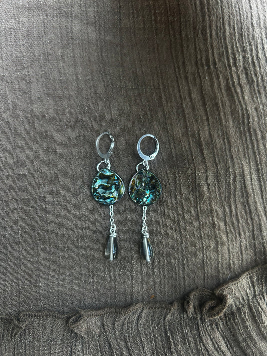 Silver Abalone Drop Earrings (1 of 1)