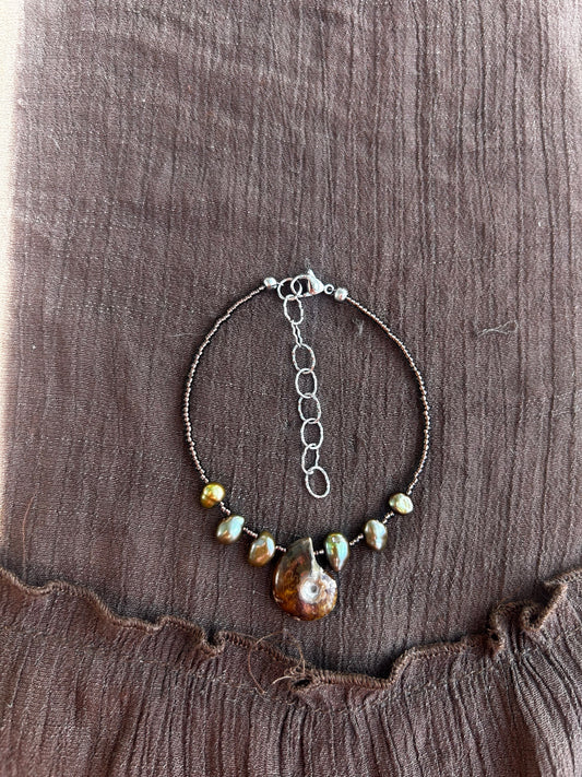 Ammonite and Pearl Anklet