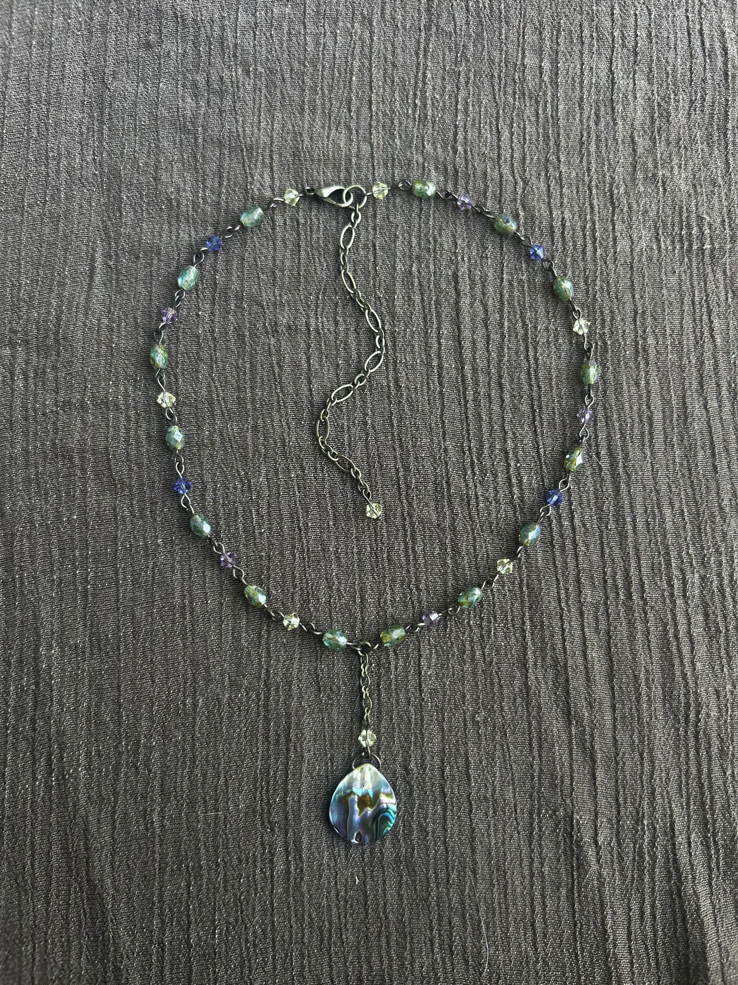 Antique Brass Abalone Choker (1 of 1)