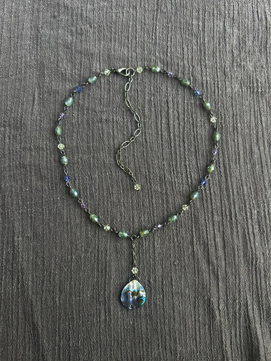 Antique Brass Abalone Choker (1 of 1)