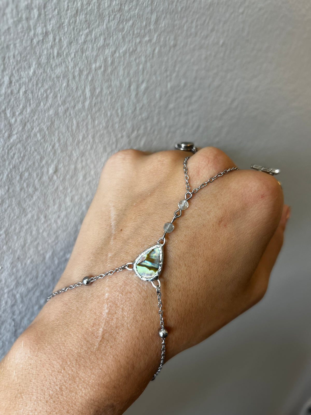 Abalone and Fluorite Hand Chain