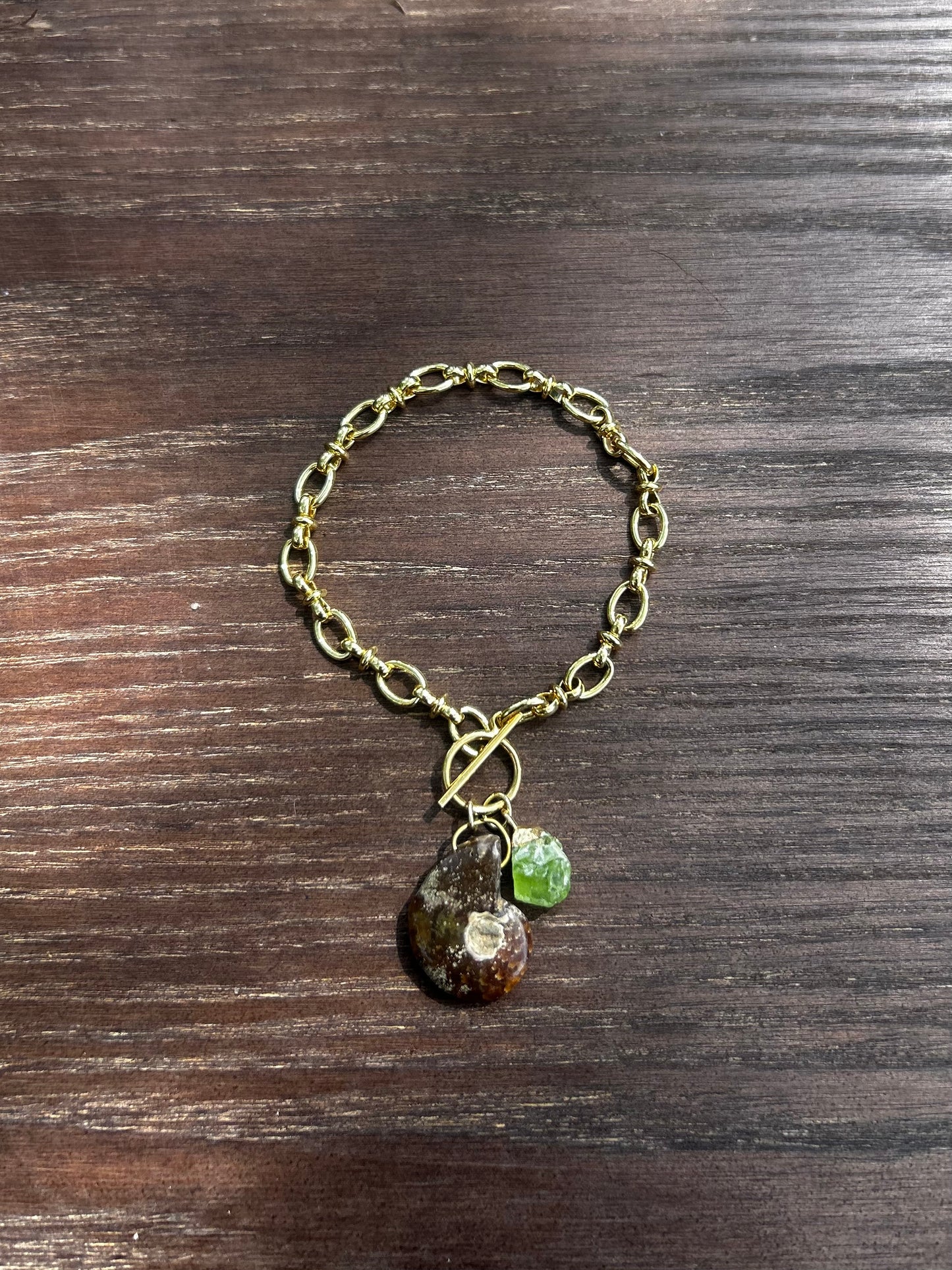 Ammonite and Peridot Bracelet