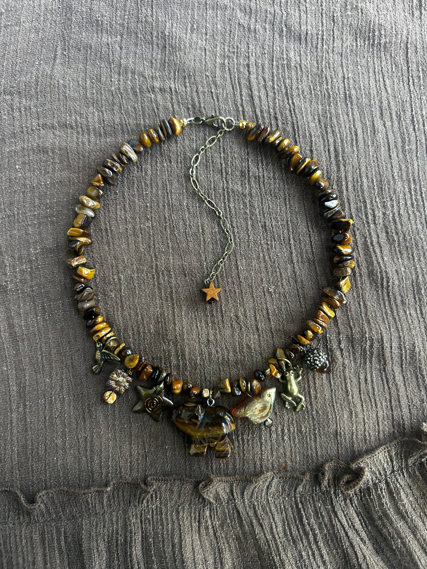 Tigers Eye Grizzly Bear Necklace (1 of 1)