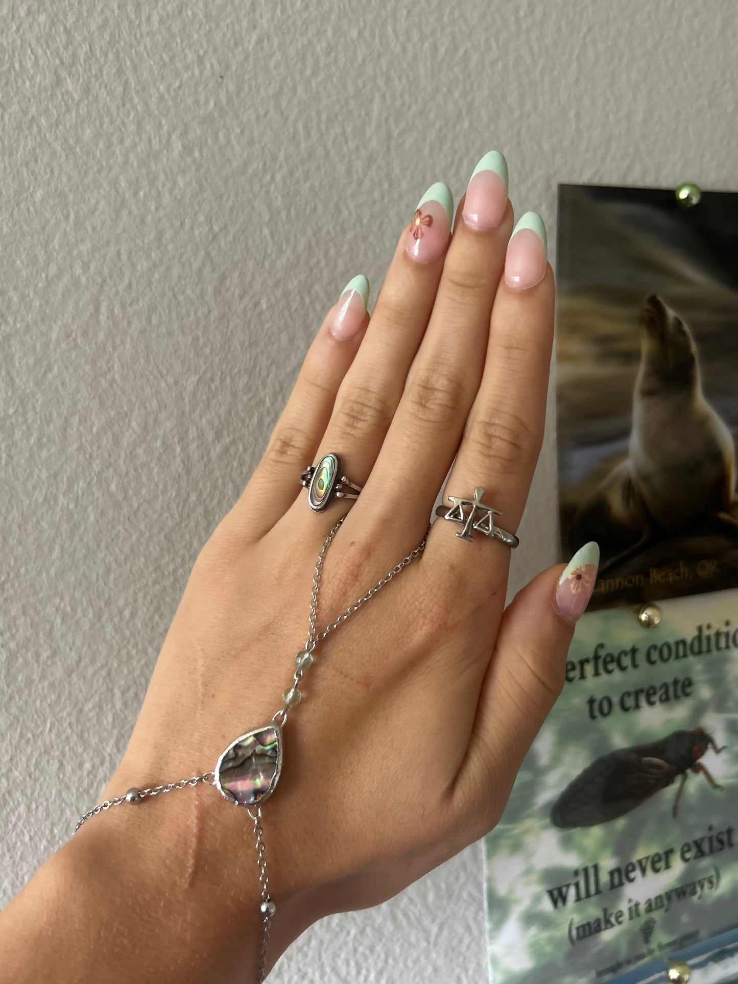Abalone and Fluorite Hand Chain