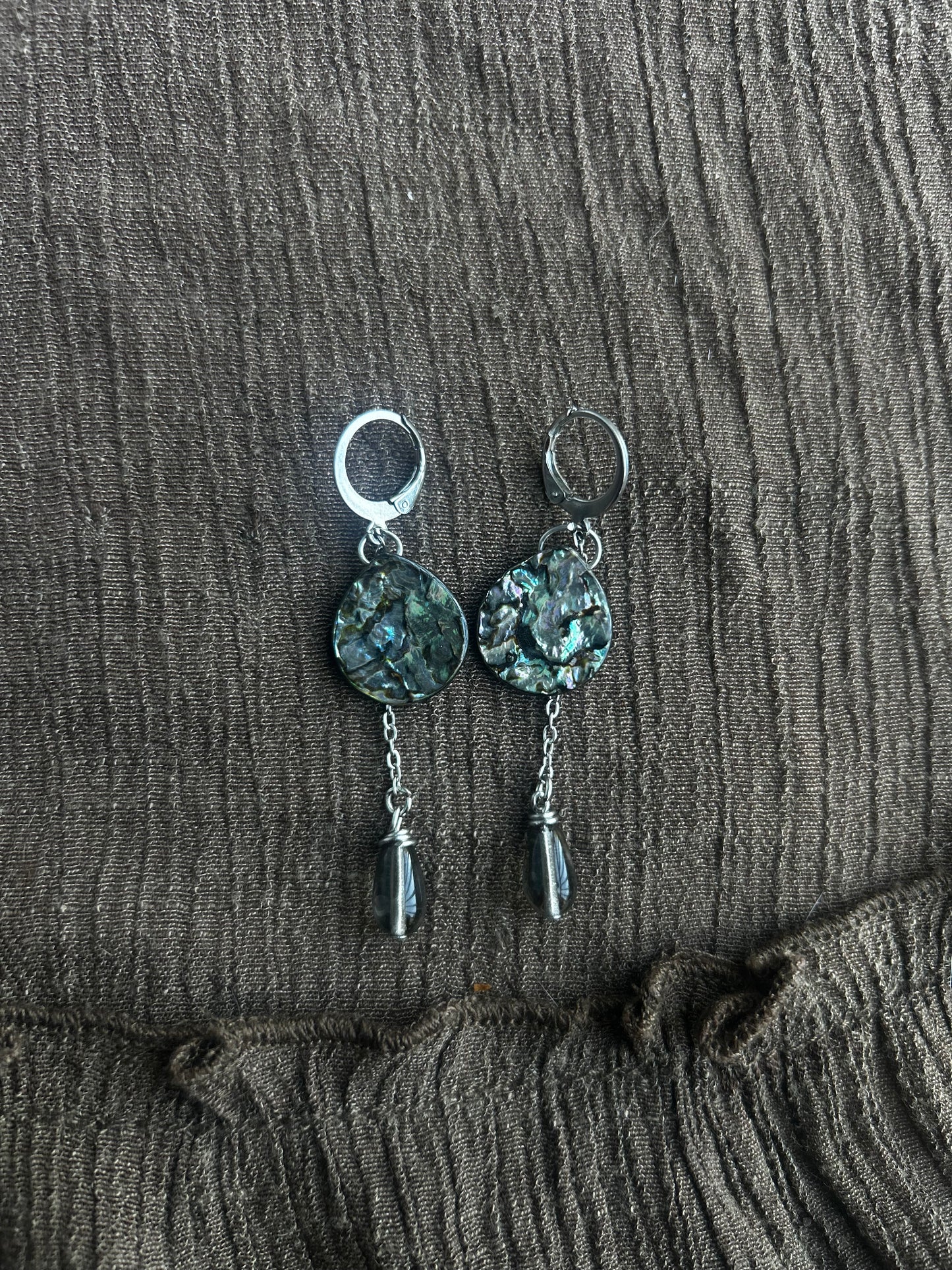 Silver Abalone Drop Earrings (1 of 1)