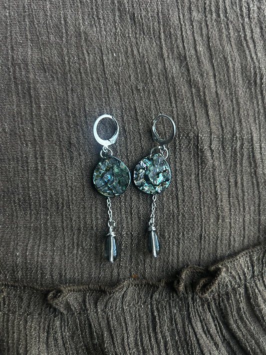 Silver Abalone Drop Earrings (1 of 1)
