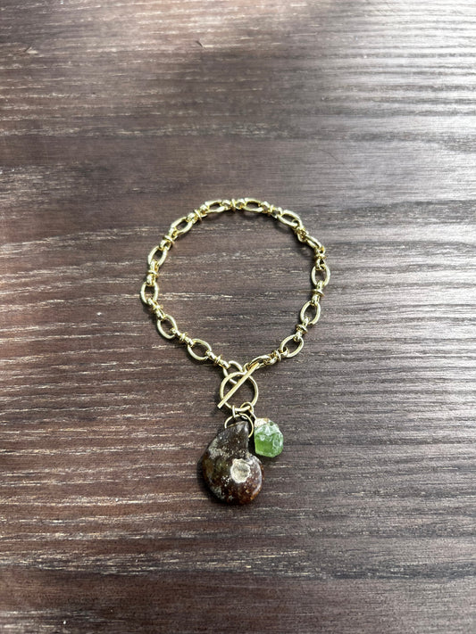 Ammonite and Peridot Bracelet