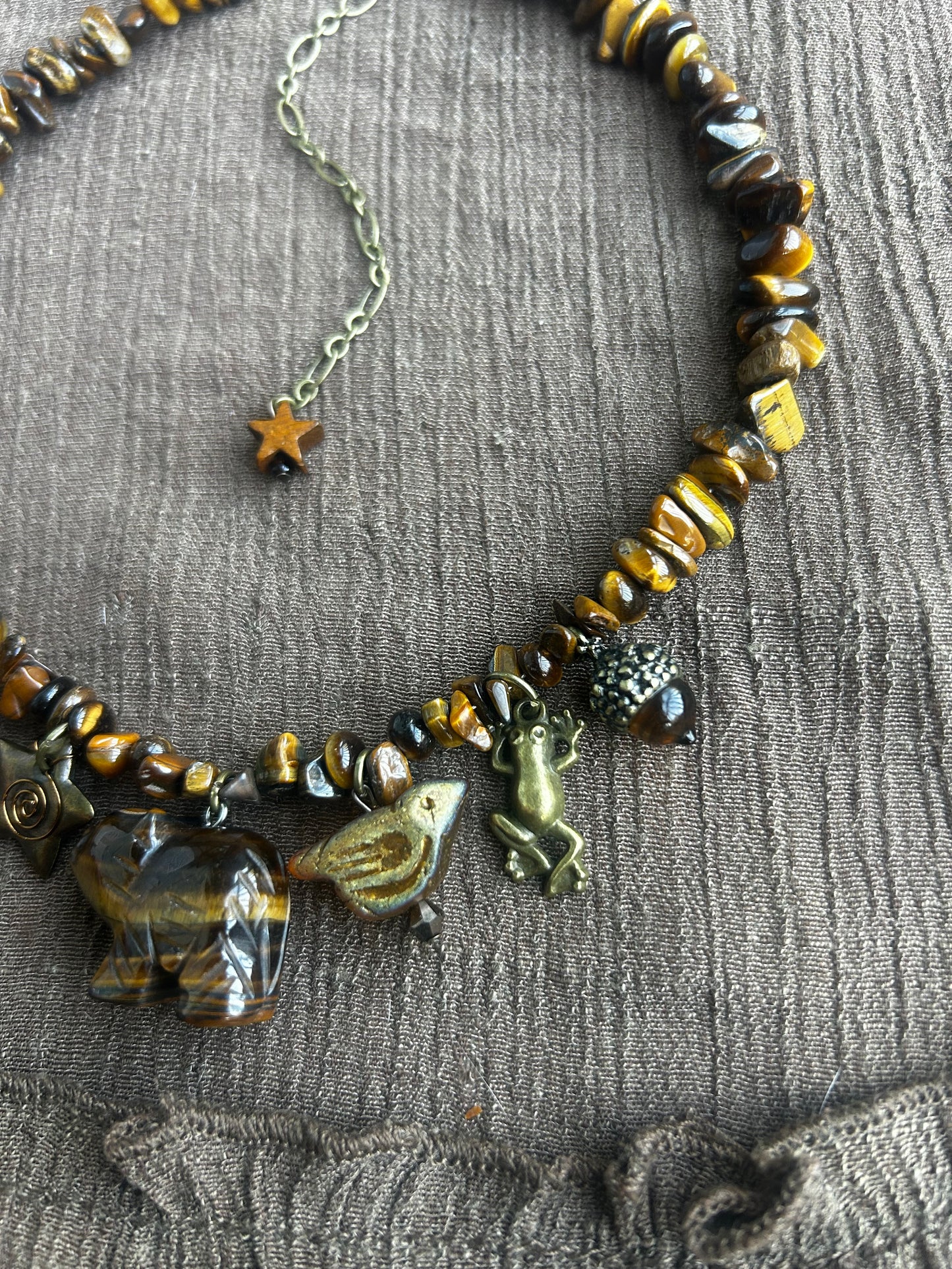 Tigers Eye Grizzly Bear Necklace (1 of 1)