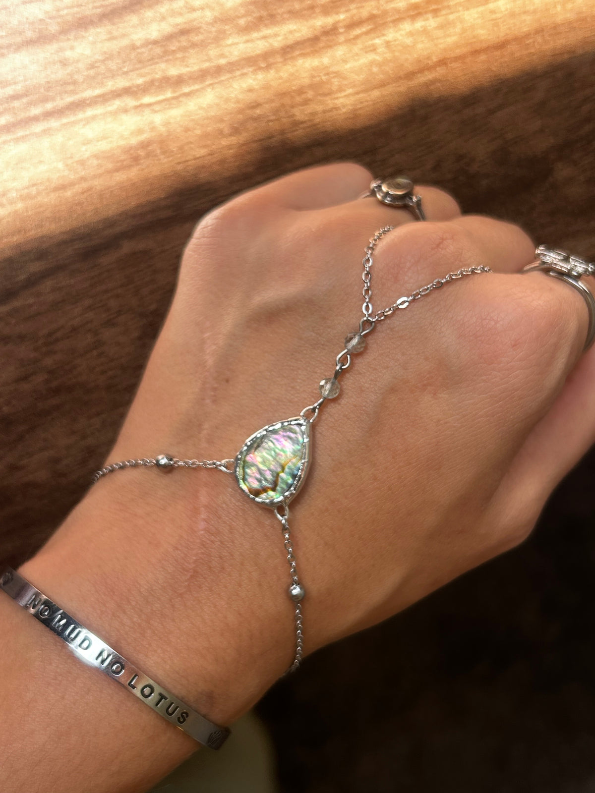 Abalone and Fluorite Hand Chain