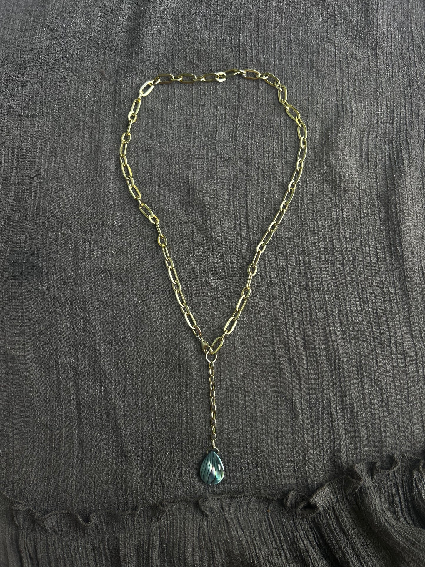 Gold Stainless Steel Abalone Necklace (1 of 1)