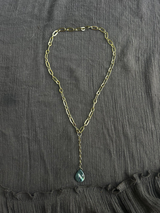 Gold Stainless Steel Abalone Necklace (1 of 1)