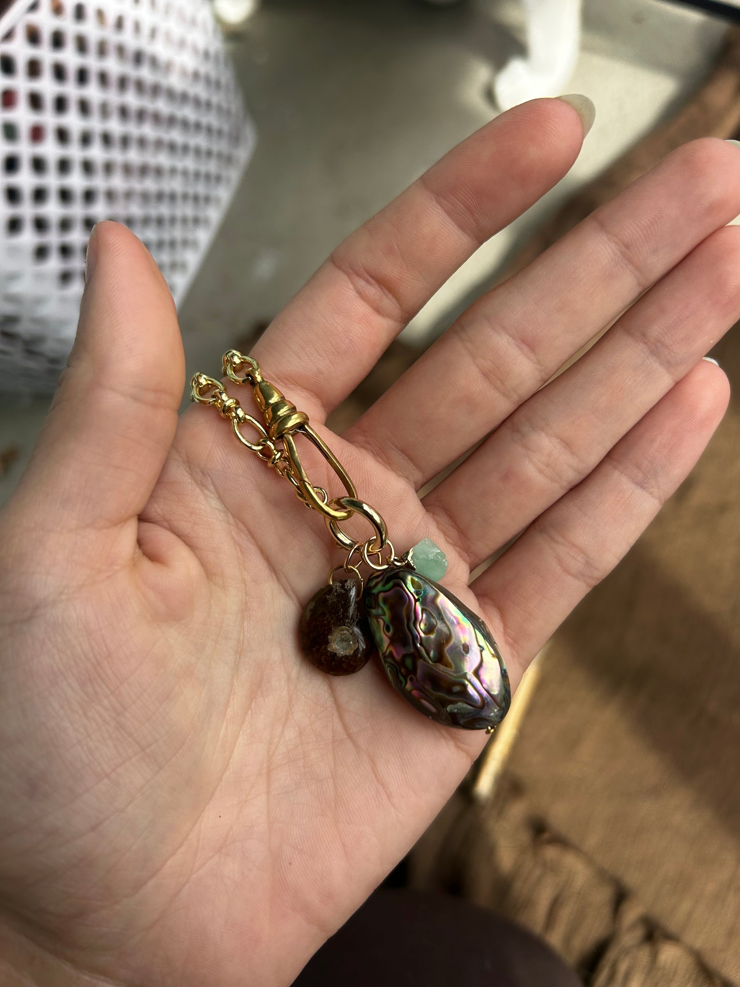 Abalone and Ammonite Charm Necklace