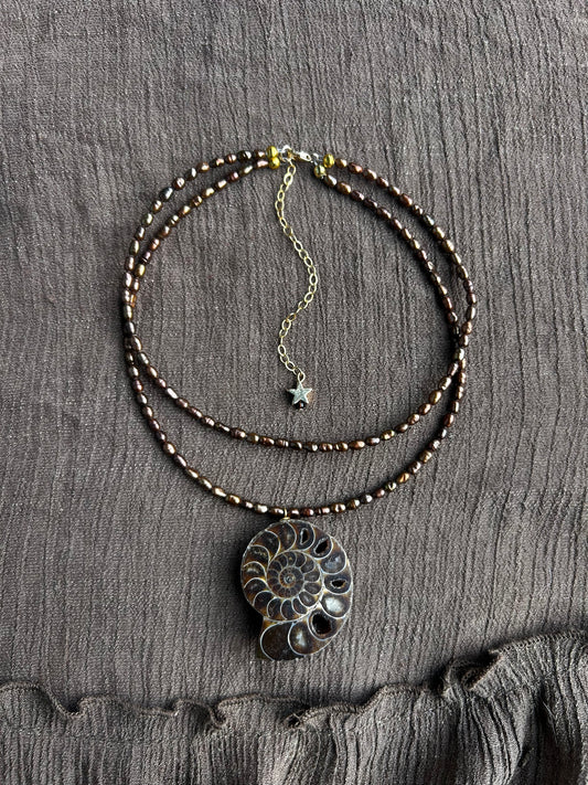 Pearl and Ammonite Choker